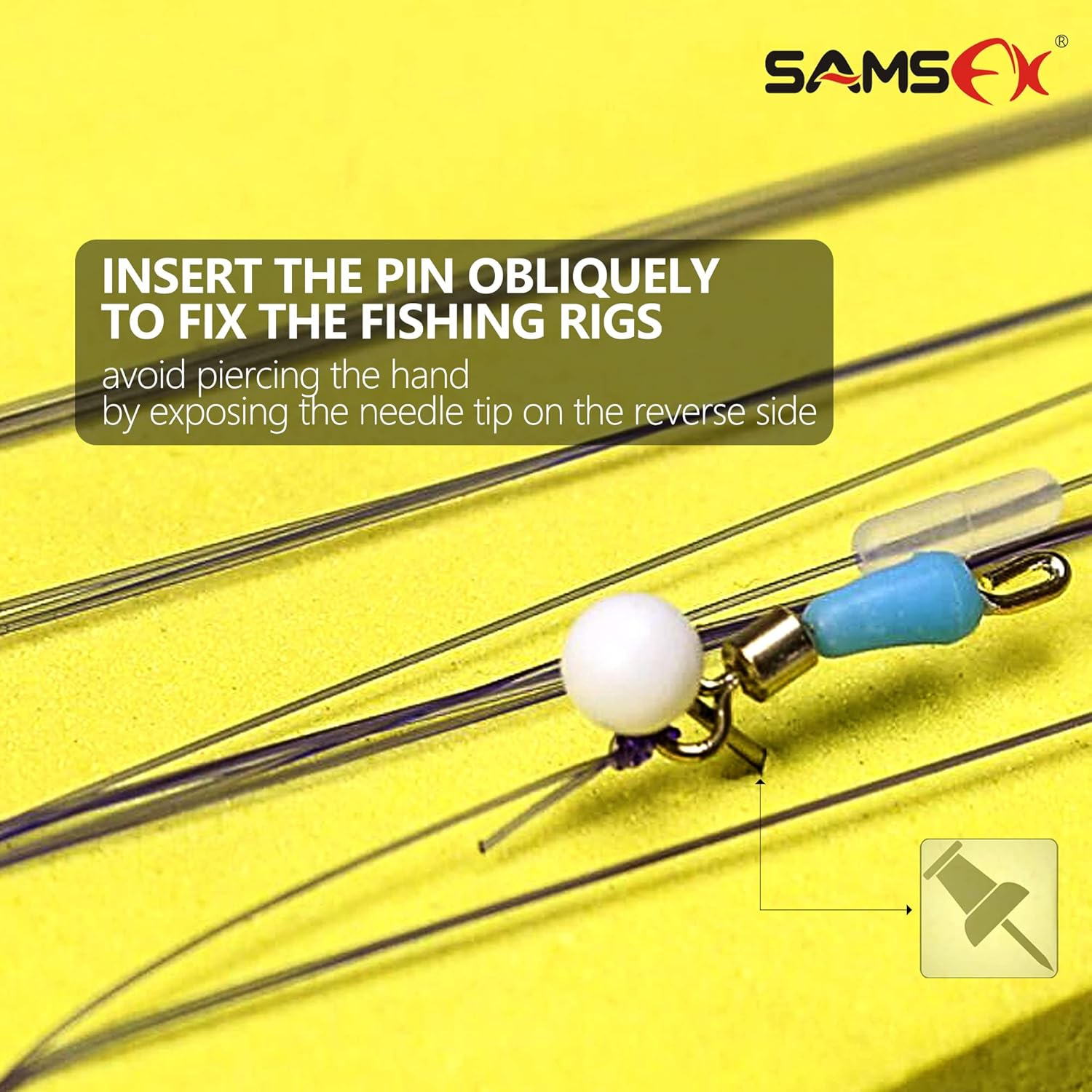 SAMSFX Fishing Leader Line Holder Foam Board Snelled Hook Keeper with Retaining Pins Accessories Pack of 10 image number 6