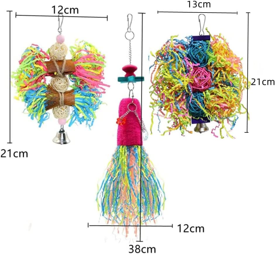 Bird Parrot Toys 3 Pack Shredder Chewing Cage Foraging Hanging Toy for Small Parakeets Parrotlets Lovebirds Cockatiels Hummingbird Finches image number 1