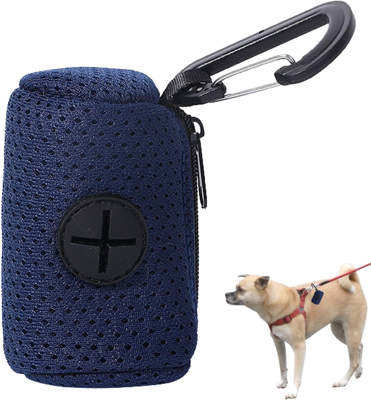 Mesh Fabric Dog Poop Bags Dispenser with Zipper,Hangable Pet Supplies for Dog Waste Bags, Large Capacity image number 4