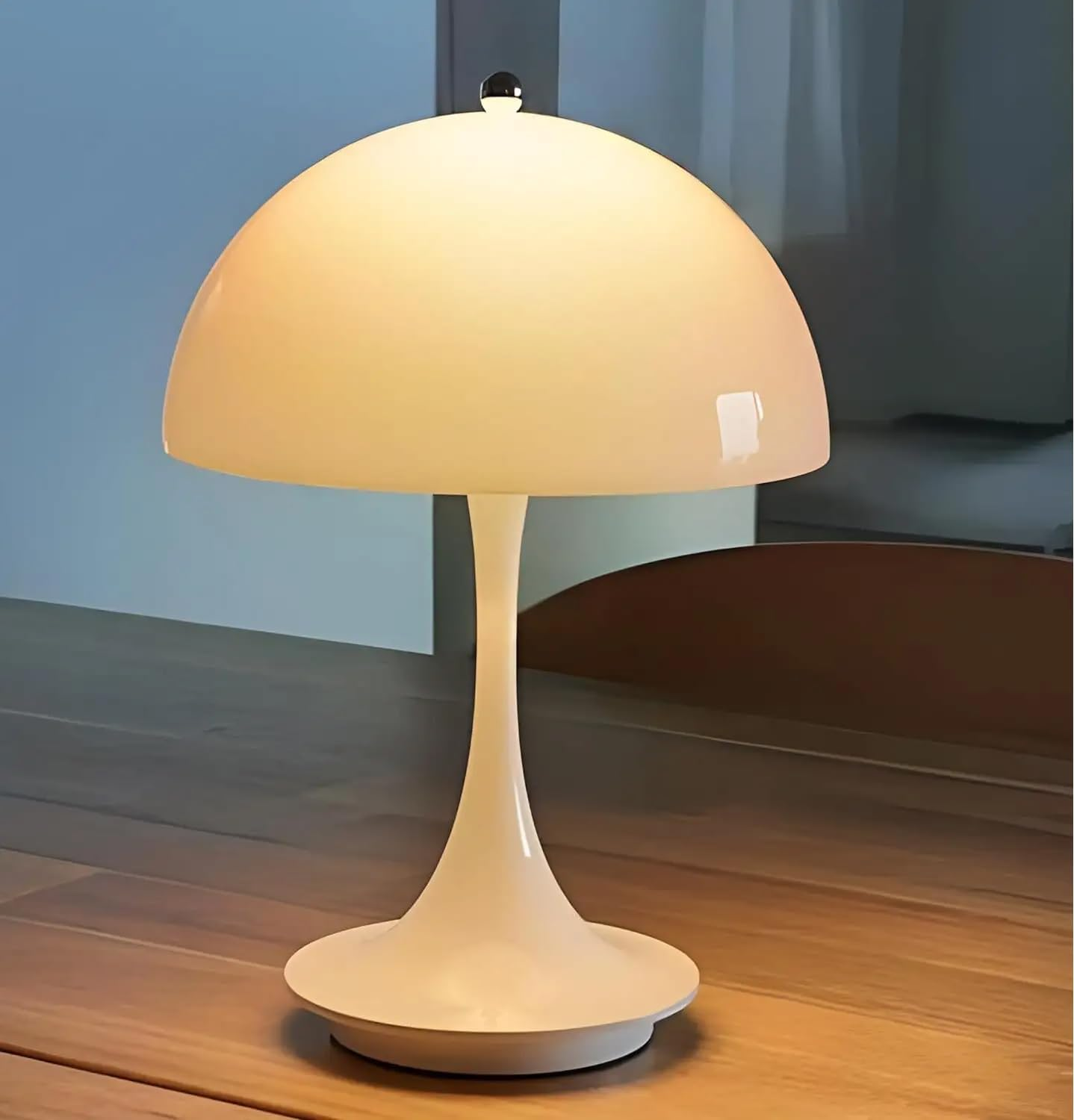 Cordless Mushroom Table Lamp with Touch Sensor, 3-Color Stepless Dimmable Battery Operated Portable Light for Bedroom Decor/Restaurant/Outside/Camping (White) image number 4