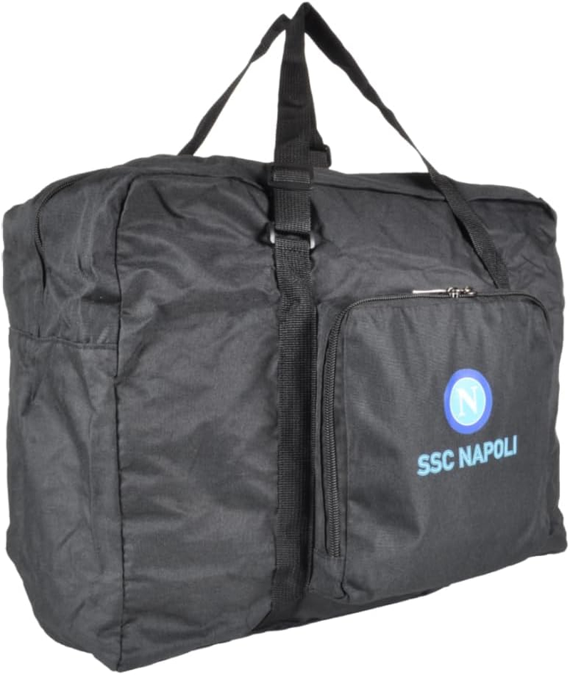 100% PL Enzo Castellano SSC NAPOLI 121854 Black Travel Bag with Logo Print, Black, Duffel Bag image number 1
