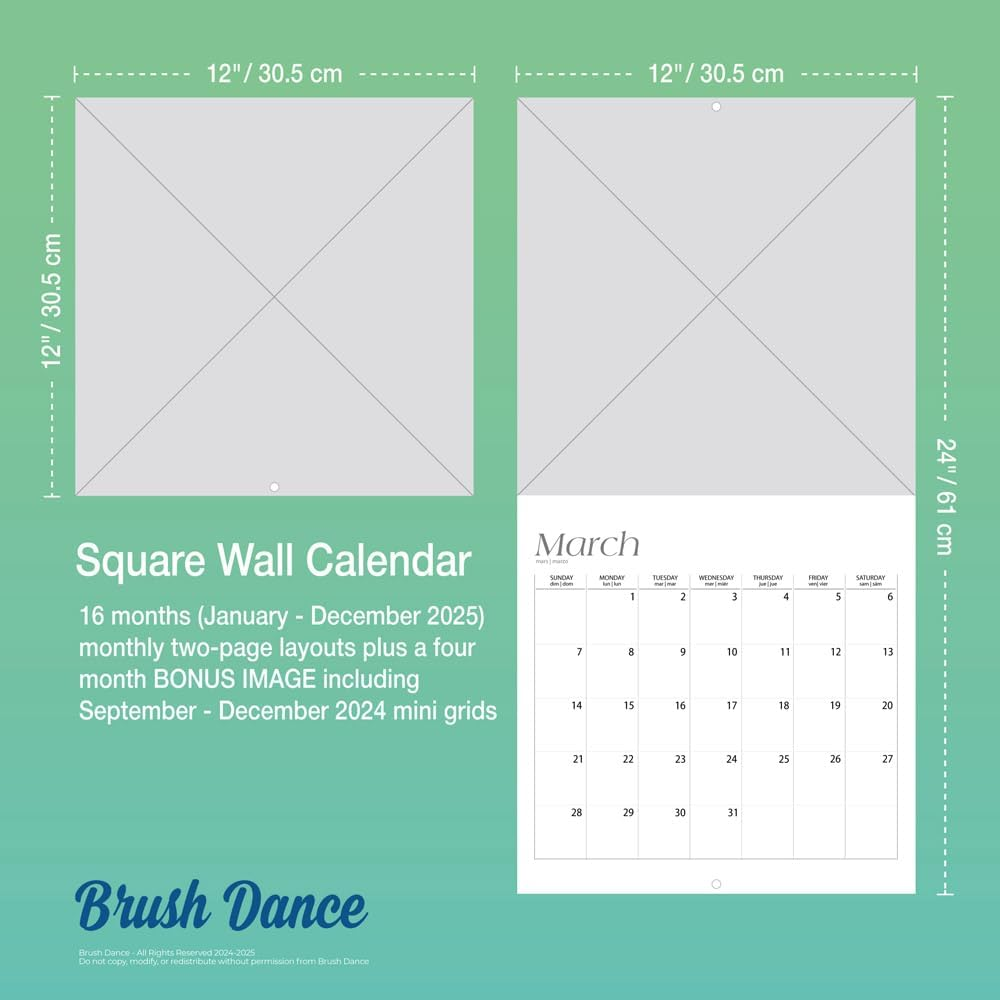 A Fearless Woman | 2025 12 X 24 Inch Monthly Square Wall Calendar | Featuring the Artwork of Jeannie Roberts Royce | Plastic-Free | Brush Dance | Floral Artwork Flowers image number 1