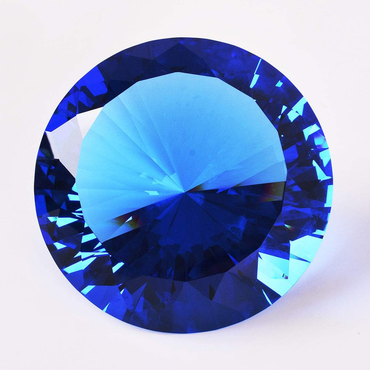 Blue Crystal Glass Diamond Shaped Decoration 80Mm Jewel Paperweight