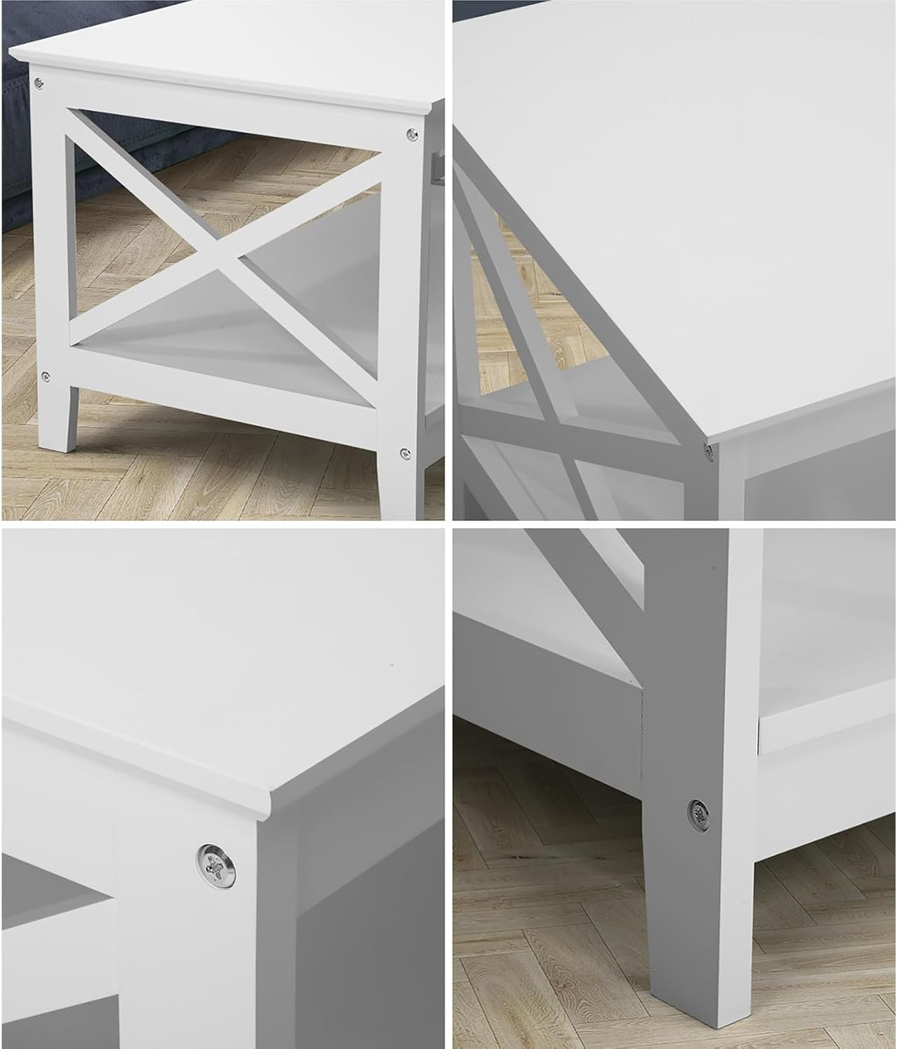 Oikiture 2 Tier Coffee Table Wooden Side Table