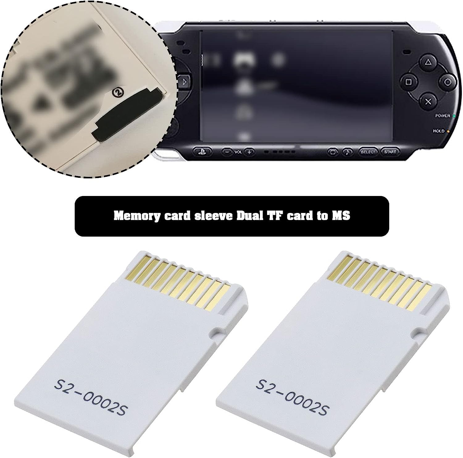 Emsea 2Pcs Dual SD/TF Card to MS Memory Card Holder CR5400 512GB Compatible with Sony Memory Stick PSP Dual Slot Adapter 31X20Mm image number 1