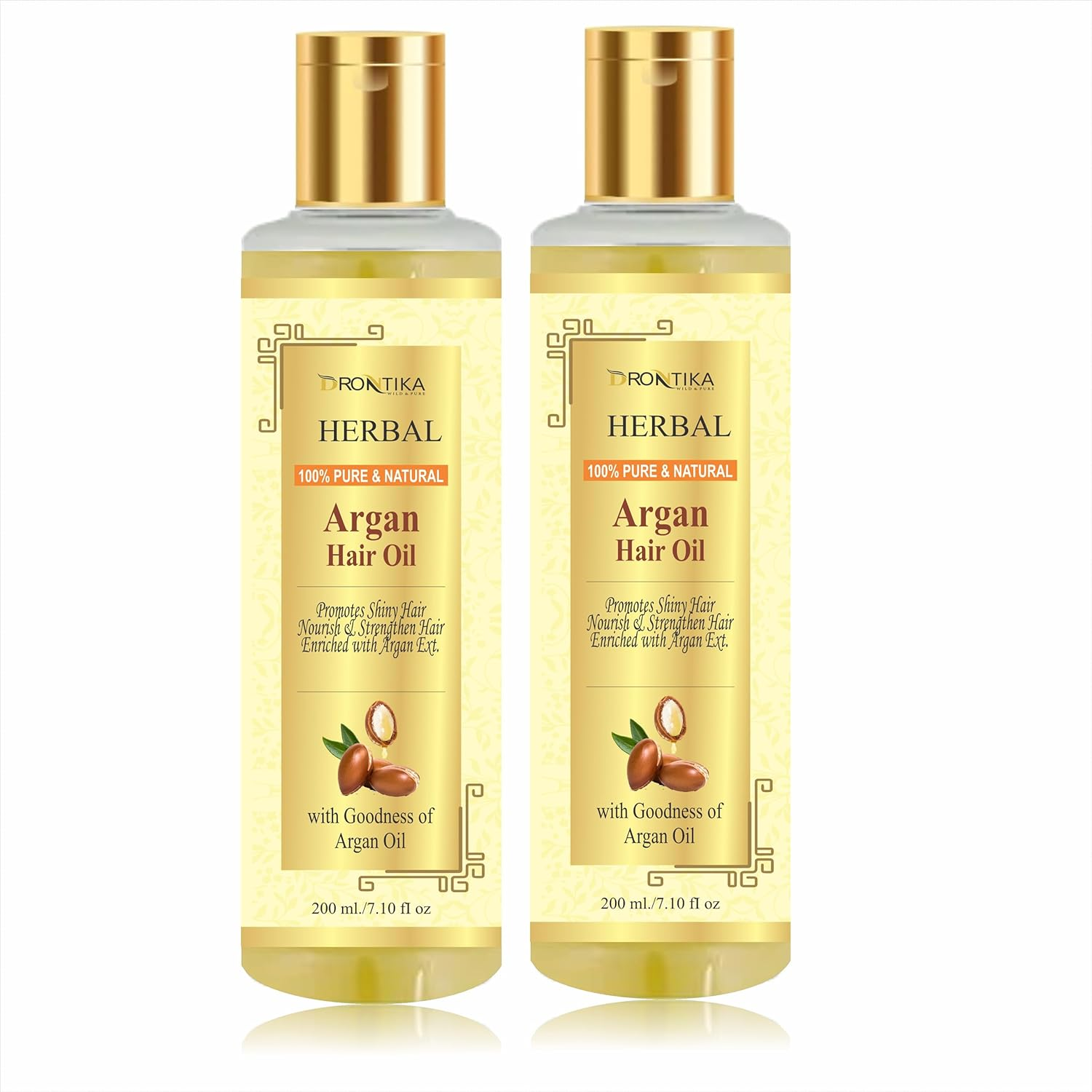 Khadi Drontika Natural Herbal 100% Pure & Organic Argan Hair Oil - Cold Pressed - No Mineral Oil & Silicones - for Shiny Nourished Hair (Pack Of-2) Hair Oil (420 Ml) image number 1