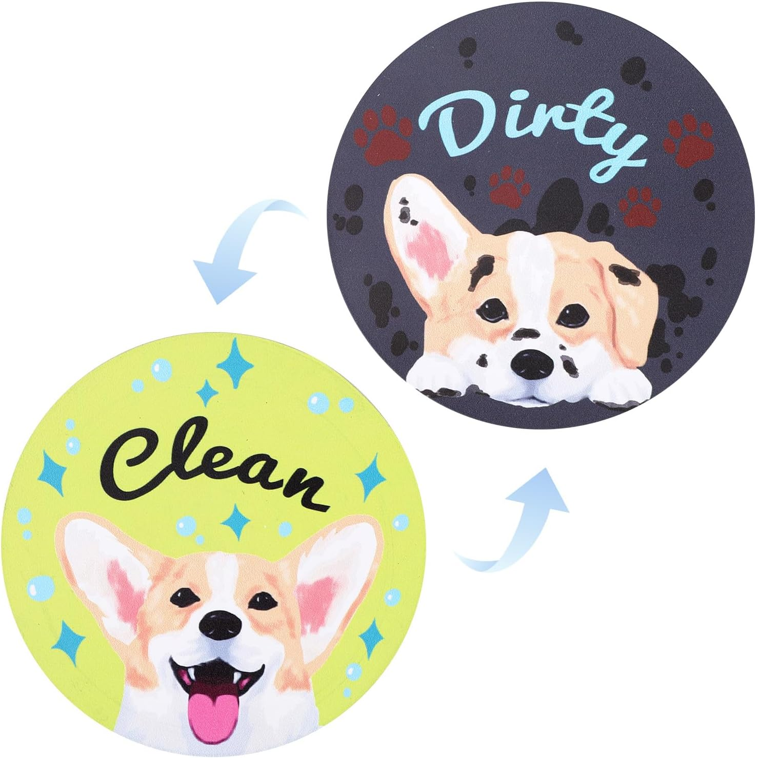 Dishwasher Magnet Clean Dirty Sign, Funny Dog Double-Sided Reversible Clean Dirty Indicator Funny Kitchen Accessory for Dishwasher Fridge Laundry Room Home Organization
