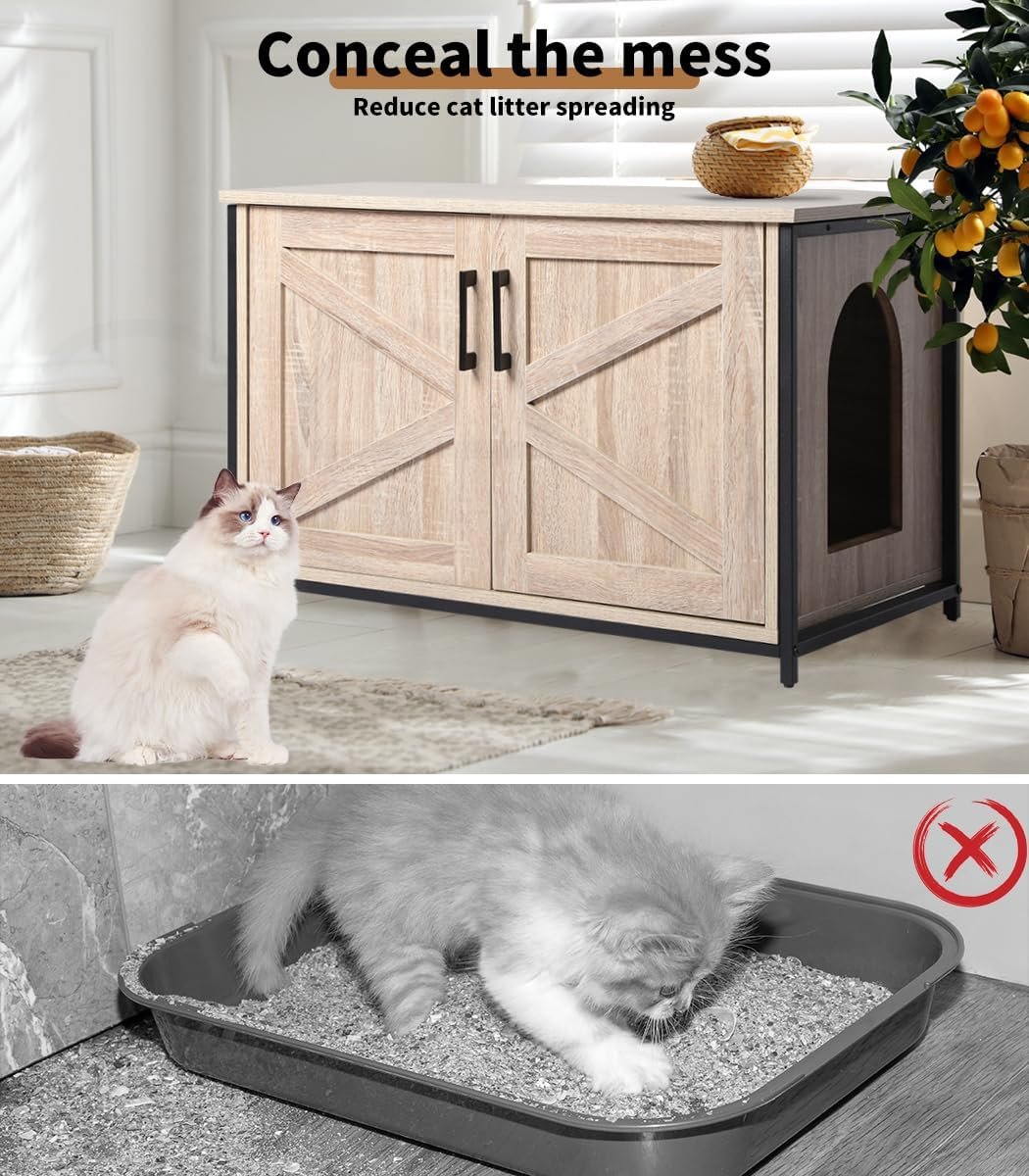 Pawz Enclosed Cat Litter Cabinet Box Furniture Kitty Toilet Tray Pet House Table image number 2