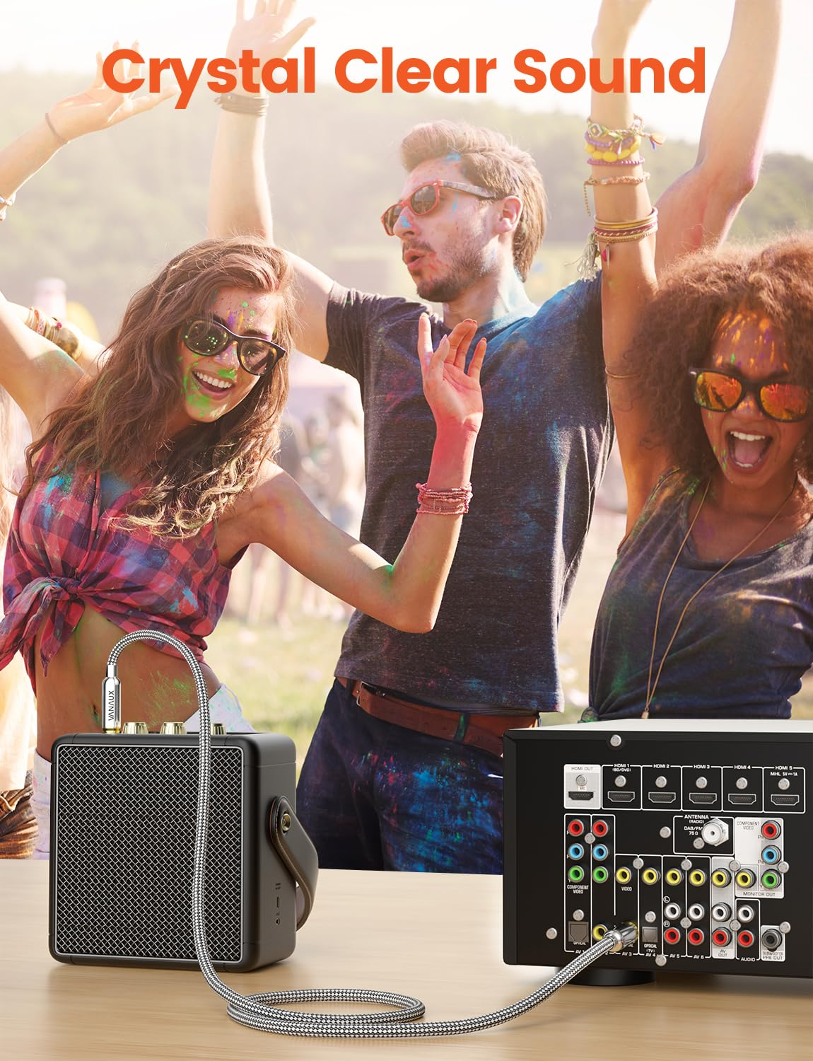 VANAUX Subwoofer Cable, Digital Coaxial Audio Cable [Dual Shielded, 24K Gold-Plated RCA to RCA] for Home Theater, HDTV, Car Stereo, Speakers, Hi-Fi Systems (3FT) image number 6