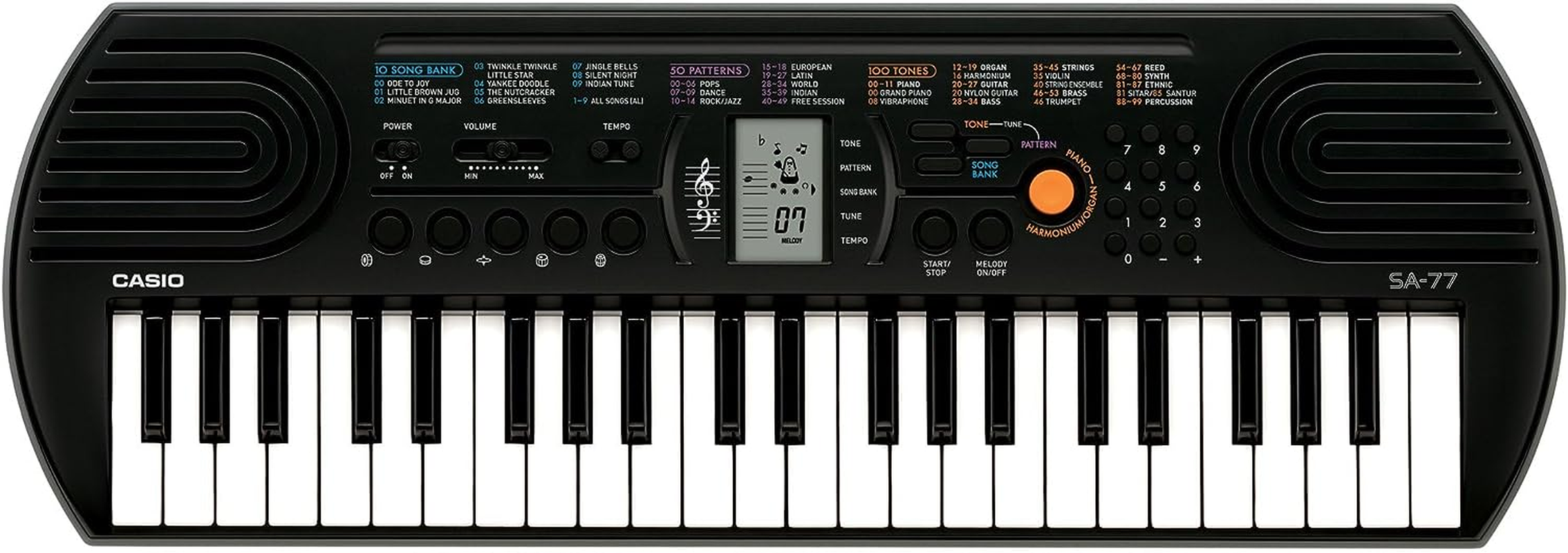 Casio 44 Note Mini Key Musical Keyboard, Black/Grey, (SA77) image number 2
