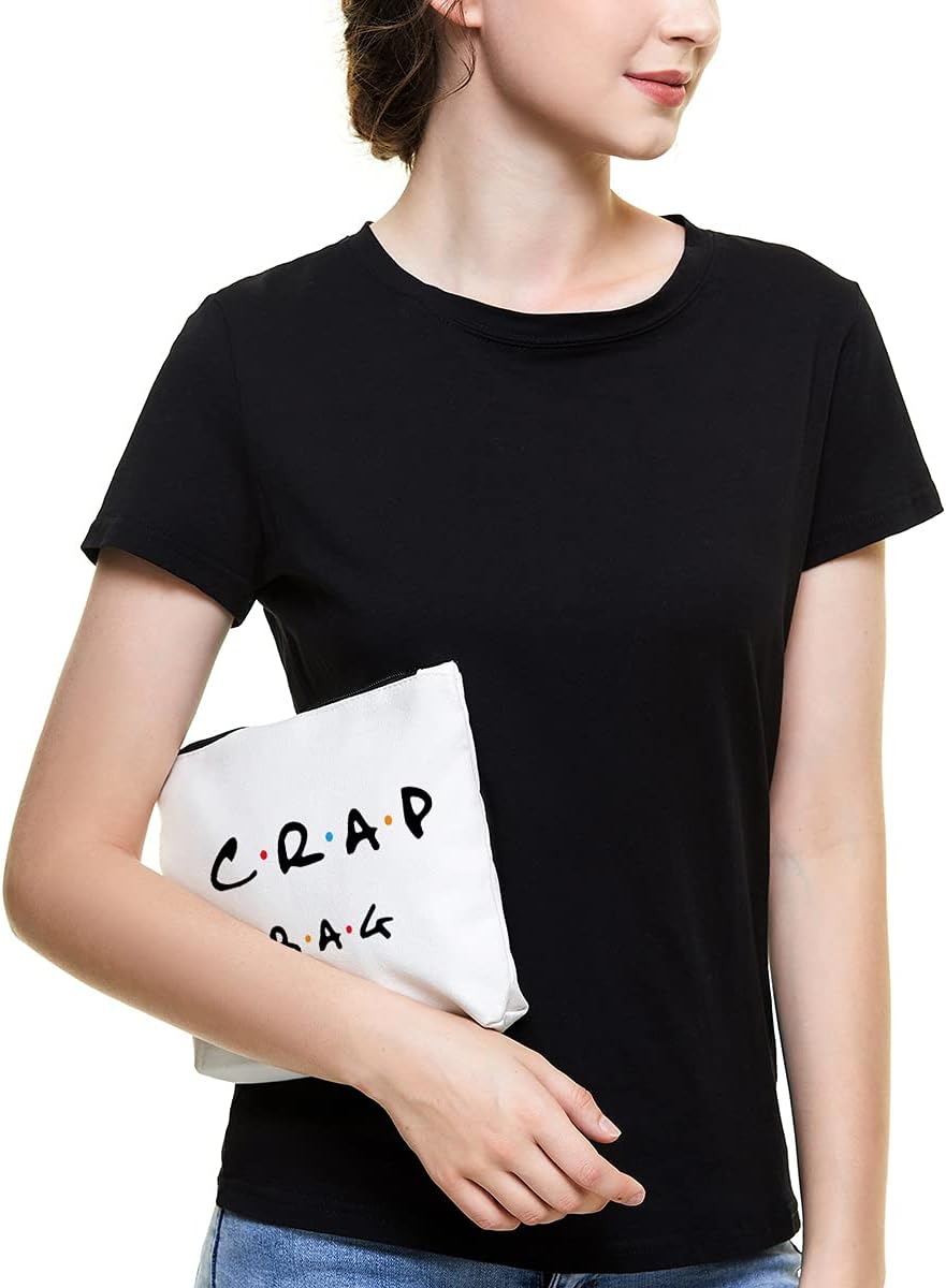 Ihopes+ Natural Reusable Makeup Bag Friends Theme Eco-Friendly Makeup Bag Gifts for Women Men Best Friends, Black image number 3