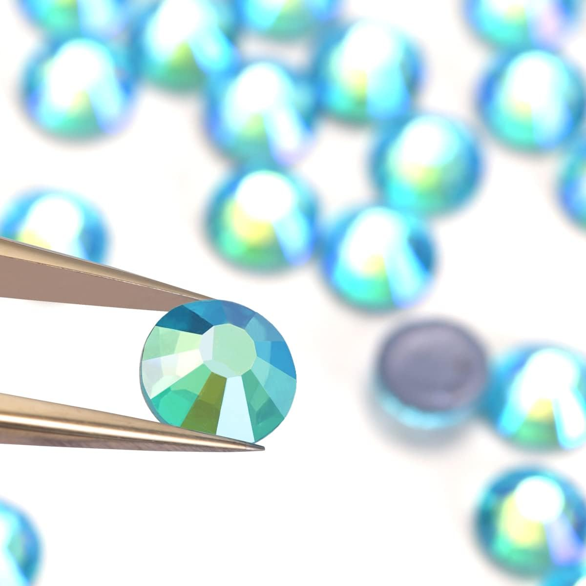 Novani Hotfix Rhinestones, Aquamarine AB Flatback Glass round Crystals Gems for Crafts Clothes Shoes Bag DIY Decoration (Ss30/6.4Mm/288Pcs) image number 5