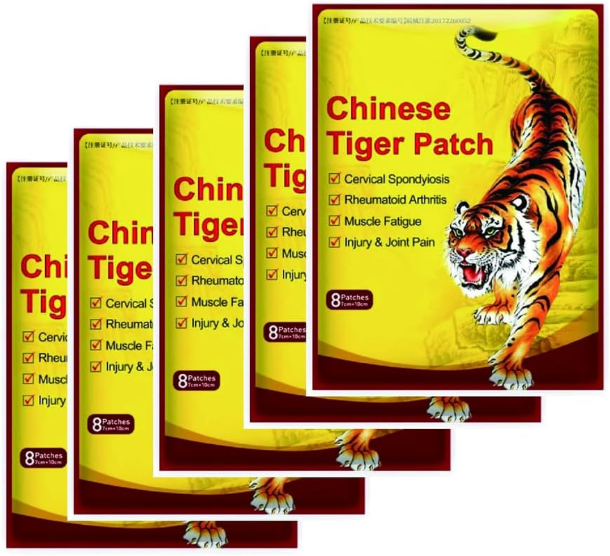 80Pack(8Pack/Bag) Chinese Pain Relief Plaster,Tiger Relief Patches, Tiger Plaster, Back Patch for Knee, Neck, Muscle, Shoulders, Body Herbal Plaster for Arthritis Knee Joints Back Pain image number 5