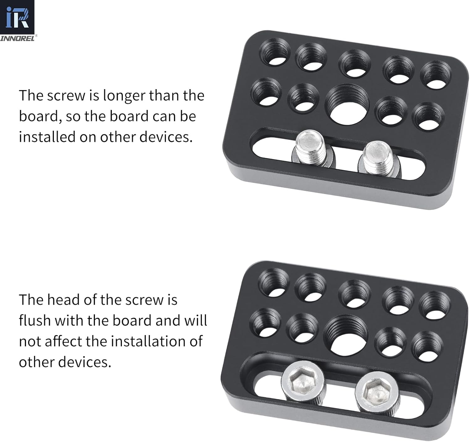 INNOREL CP03 2 Pcs Mini Multi-Functional Cheese Plate for Camera with 1/4" & 3/8" Threads,Porous Connection Quick Installation Board Used for Installing Cheese Board Camera Cage on Guide Rail Block image number 4