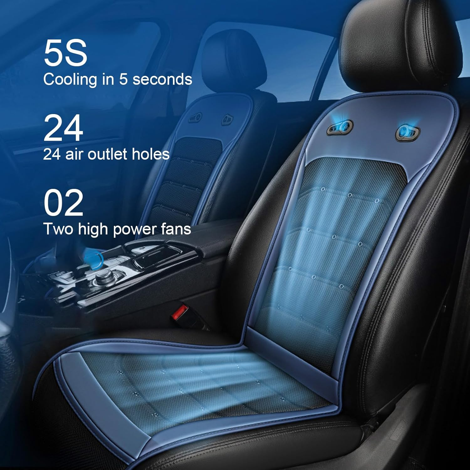 Bewinner Cooling Car Seat Cover - 12V/24V Car AC, Comfortable Cooling Car Seat Cushion, Adjustable Speed Universal Fit Car Seat Coolers Pads for Car SUV Truck image number 1