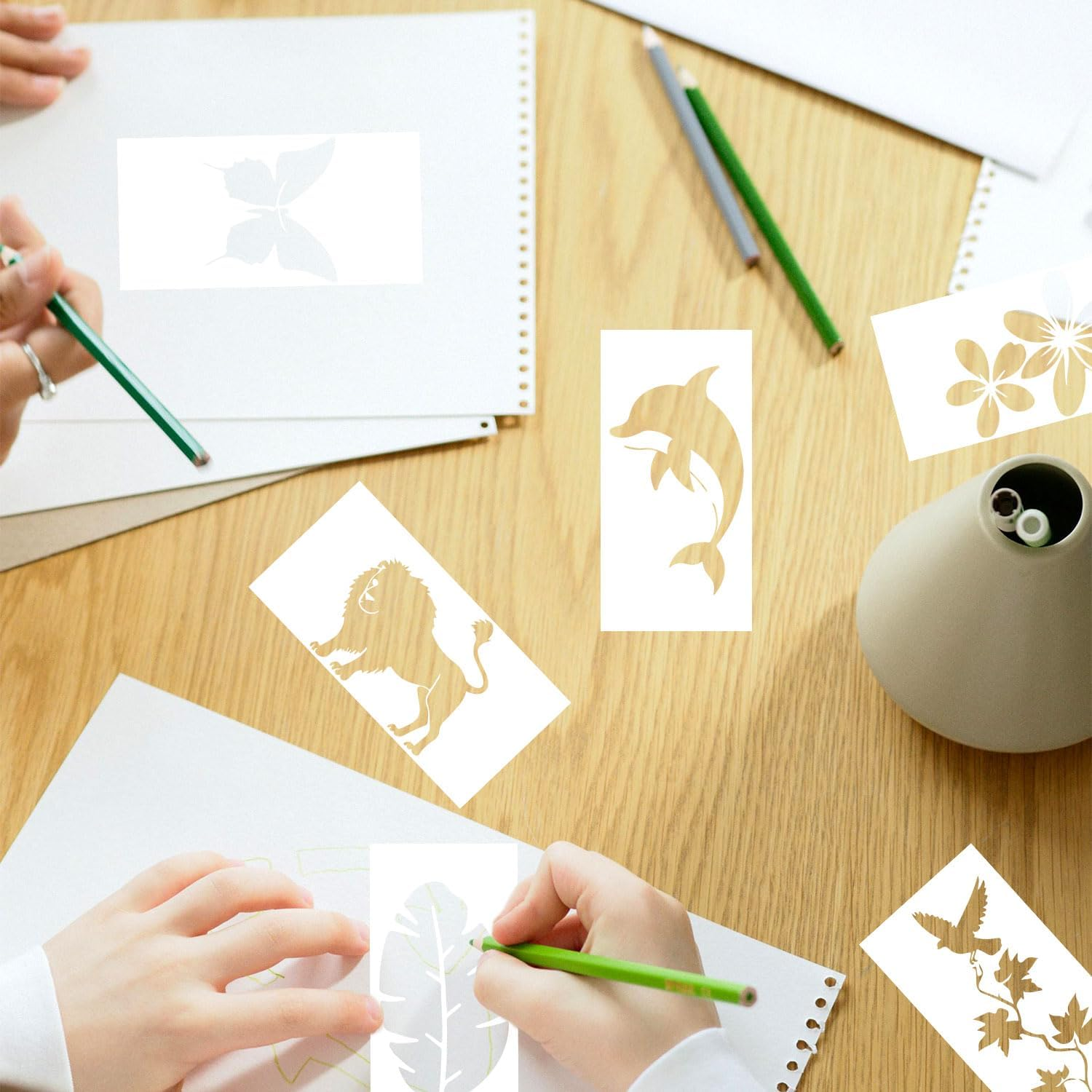 24Pcs Wildflower Stencils for Painting - Reusable Crafts Stencils with Flower, Leaf & Animal Templates for Canvas, Wood, Wall Art & Home Decor image number 5