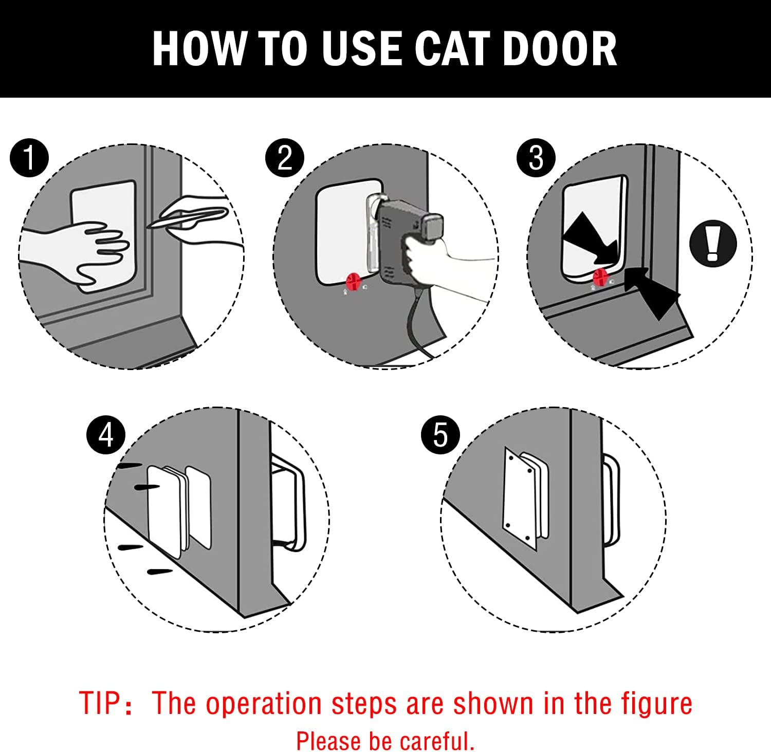AKONE Cat Flap Cat Door Cat Flap Large Cat Flap for Interior Door Windproof Quiet Cat Door for Cats (B)