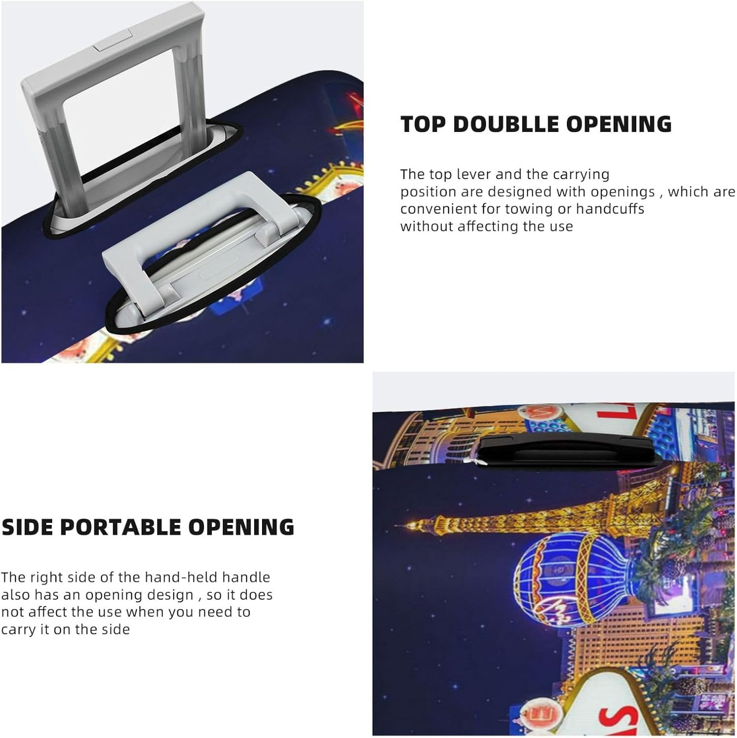 Obabo Grape Travel Luggage Cover,Washable Suitcase Cover Protector Anti-Scratch Suitcase Cover Fits 18-32 In, Las Vegas Night City, S image number 4