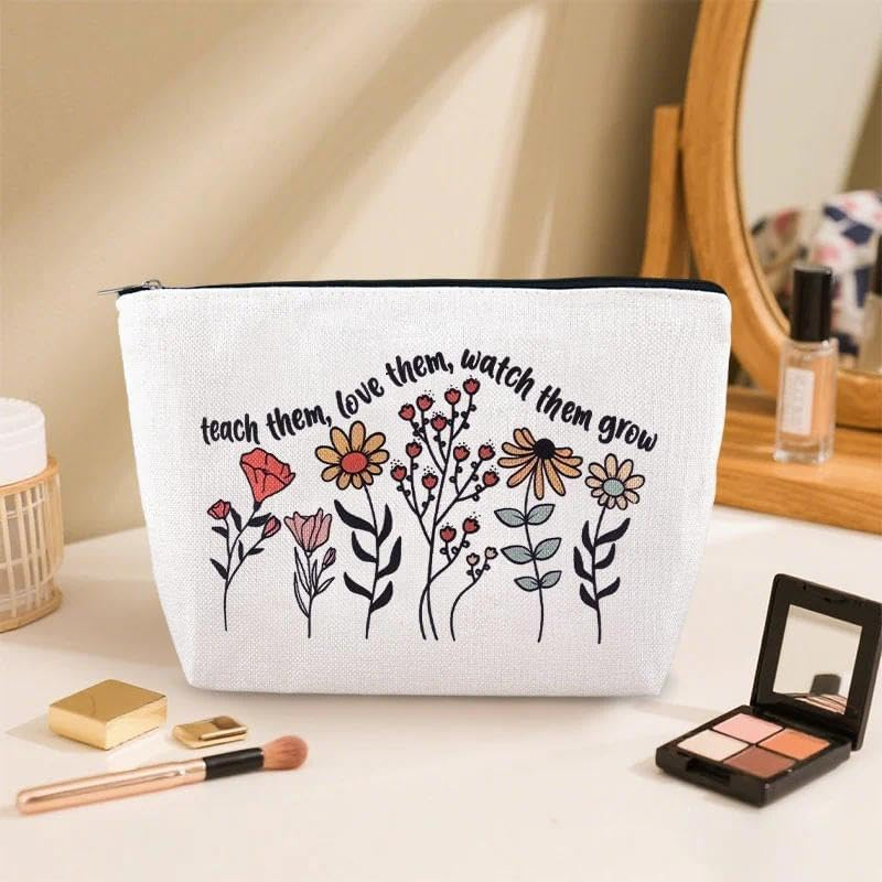 Appreciation Gifts for Teachers Thank You Makeup Cosmetic Bags Presents for Tutor Principal Thanksgiving Holiday Presents for Teacher Graduation Back-To-School Present for Colleague Coworkers - Multicolor Flower image number 5