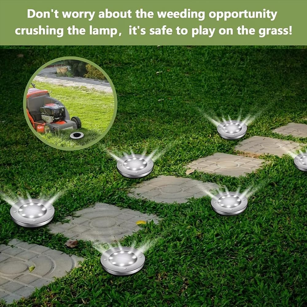 Solar Ground Lights,Led Outdoor Solar Disc Lights,Ip 65 Waterproof,Suitable for Gardens, Patios, Sidewalks Driveway,Steps,Walkway (White and Warm) (Colour, 20 PCS) image number 1