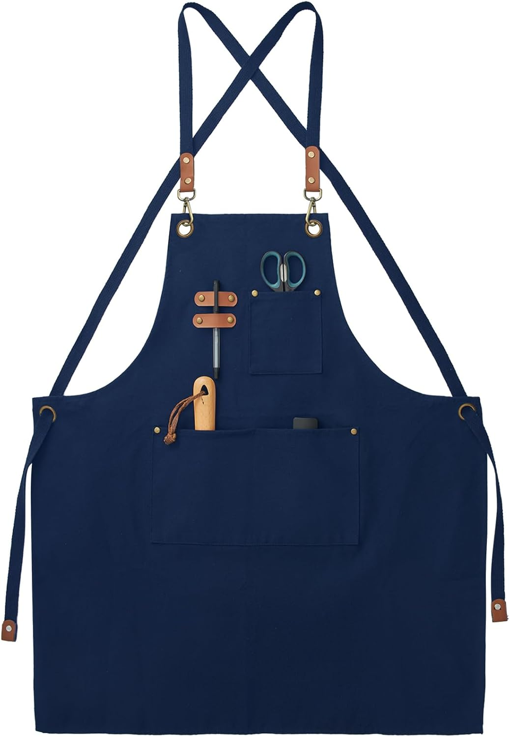 Canvas Aprons, Work Aprons for Men Women, Adjustable Chef Aprons with 3 Pockets, Apron for Servers Kitchen Artist Painting