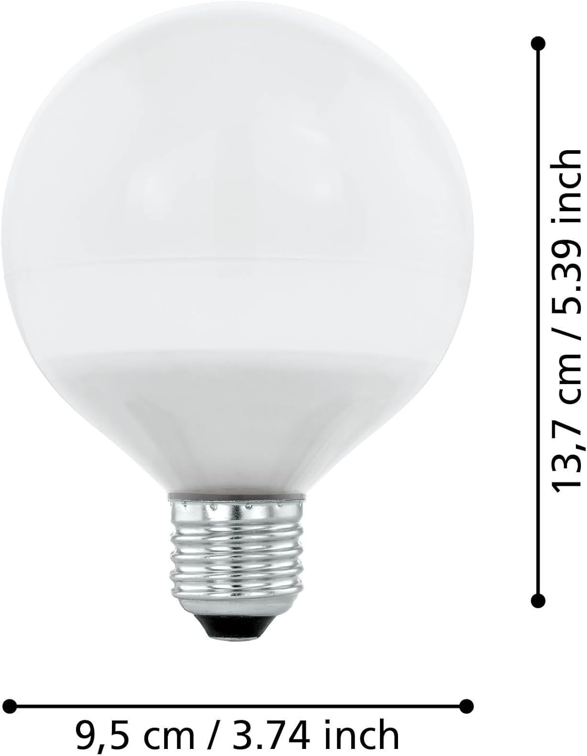 EGLO LED Light Bulb, E27 Globe, 11.8 Watt (Equivalent to 75 Watt), 1055 Lumens, Warm White Lamp, 3000 Kelvin, Spotlight G95, &Oslash; 3.7 Inches