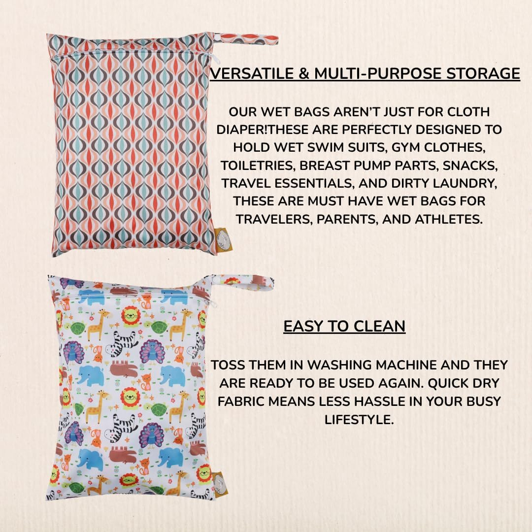 2 Pack Large Premium Waterproof Diaper Cloth Wet Bag Reusable Diaper Bag for Travel Toiletries Gym Swimsuits Baby Items Beach Breastmilk Pump Parts Daycare Waterproof Pouch with Snap Handles 30X40 Cm image number 2
