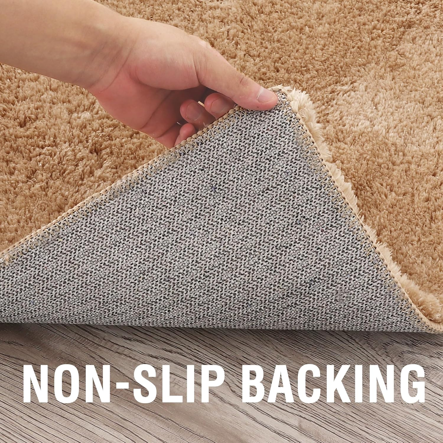 Soft Indoor Modern Shag Area Rug for Living Room Fluffy Rugs Anti-Skid Shaggy Rug Nursery/Dining Room/Home/Bedroom/Office Carpet Ultra Soft Floor Rug(Warm Sand, 61X91Cm) image number 5