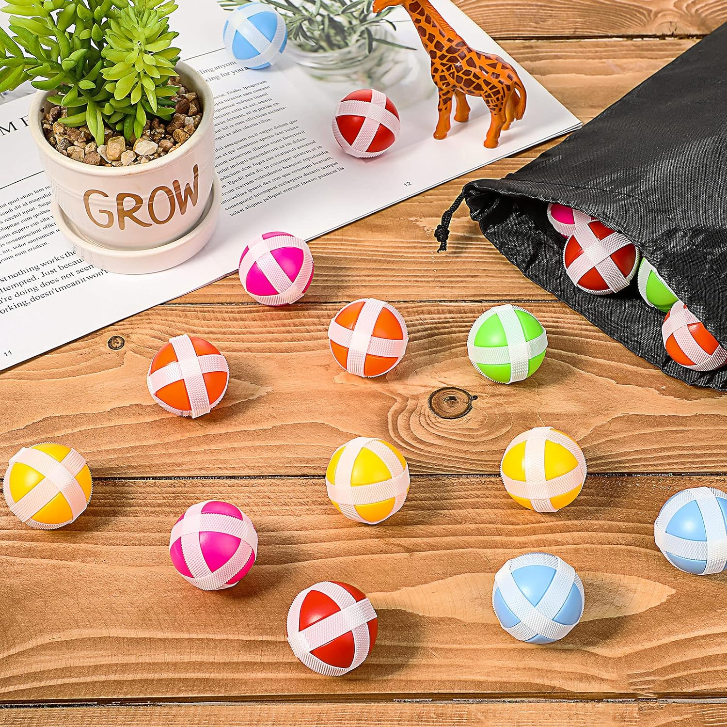 60 Pieces Sticky Balls for Fabric Dart Board, Hoop and Loop, Safe Game Toy Accessories with Storage Bag for Adults and Teens Indoor Outdoor Party Games, 6 Colors