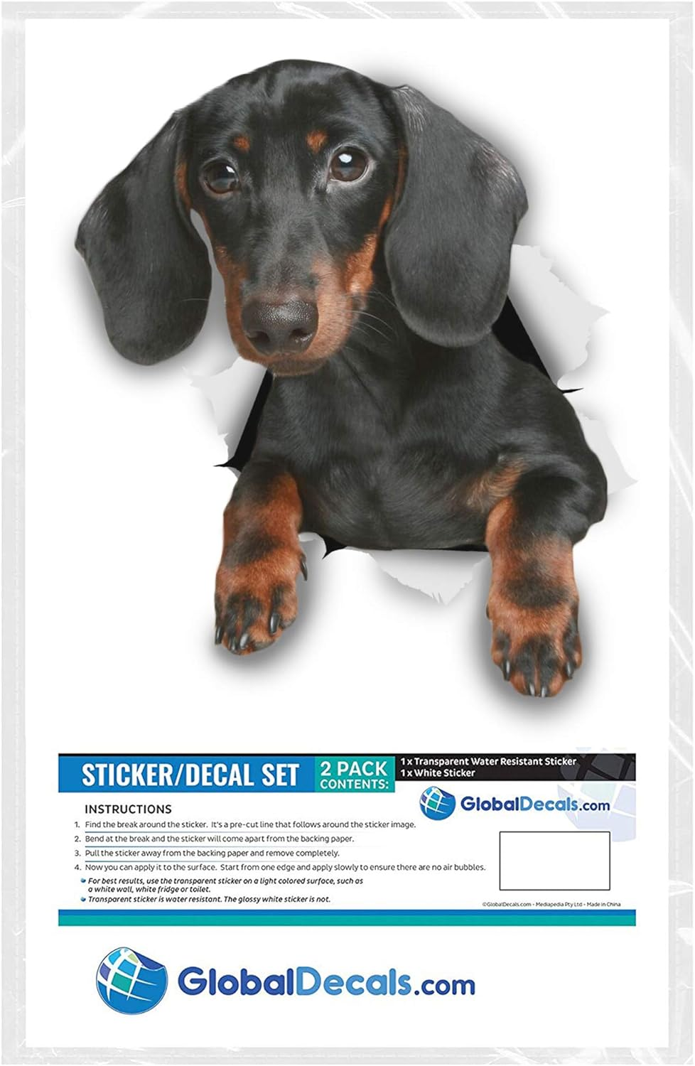 Winston & Bear Dachshund Wall Decals - 2 Pack - Sausage Dog Toilet Sticker - 3D Wiener Dog Car Sticker - Dachshund Lover Gift Pack image number 3