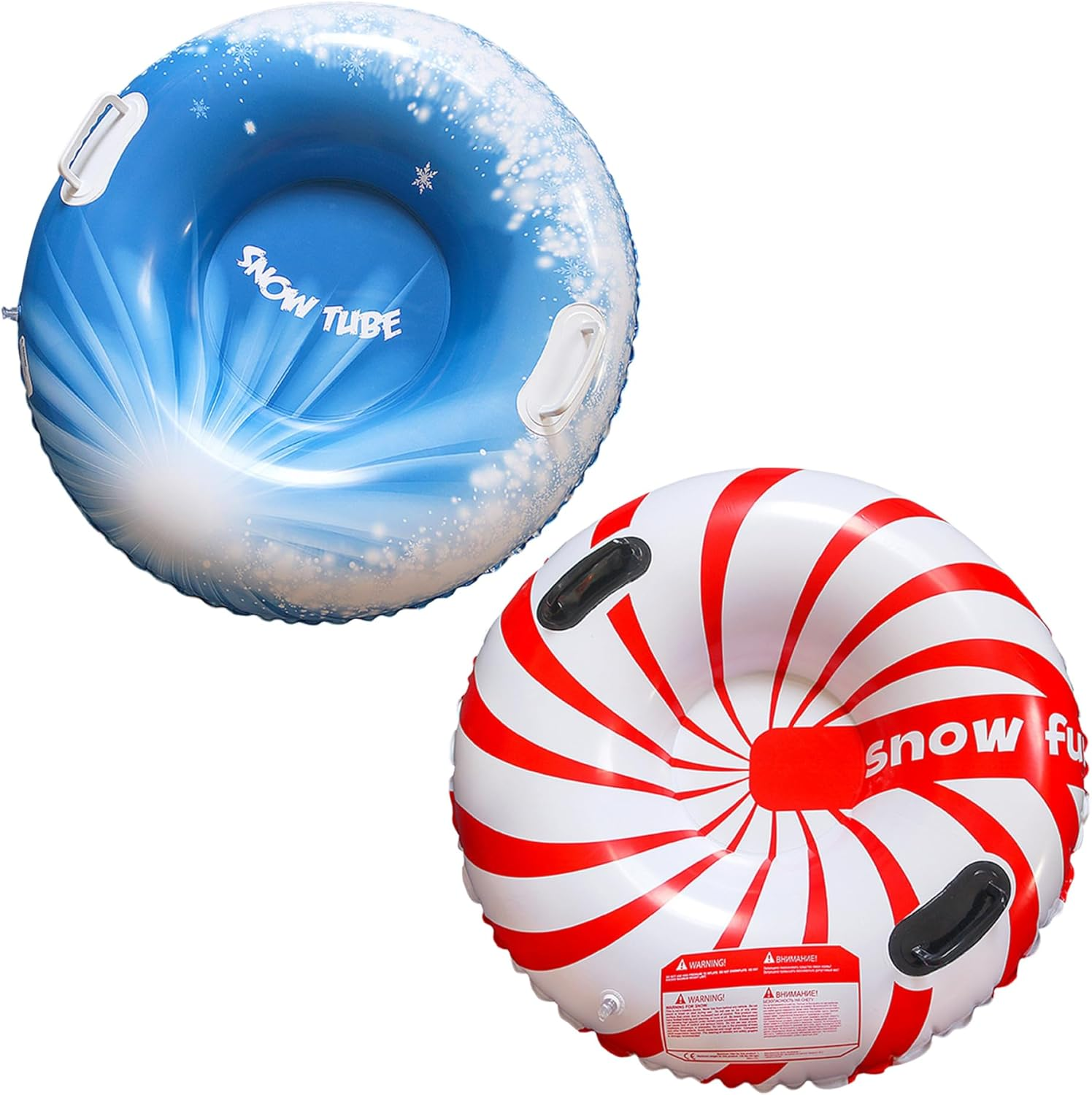 Snow Tube 33.5 Inch Sleds for Adults, Inflatable Snow Sled with Handles Heavy Duty Adult Sledge Thicken Snow Toys Inflatable Ski Ring Inflatable Snow Tubes Inflatable Sled for Winter image number 3