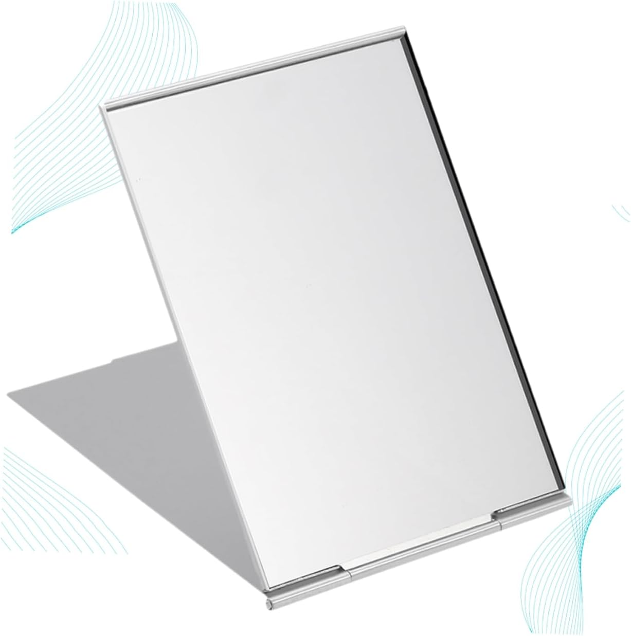 MERRYHAPY Folding Makeup Mirror Portable Compact Foldable Mirror 17X13Cm Silver Travel Cosmetic for On-The-Go Personal Care image number 6