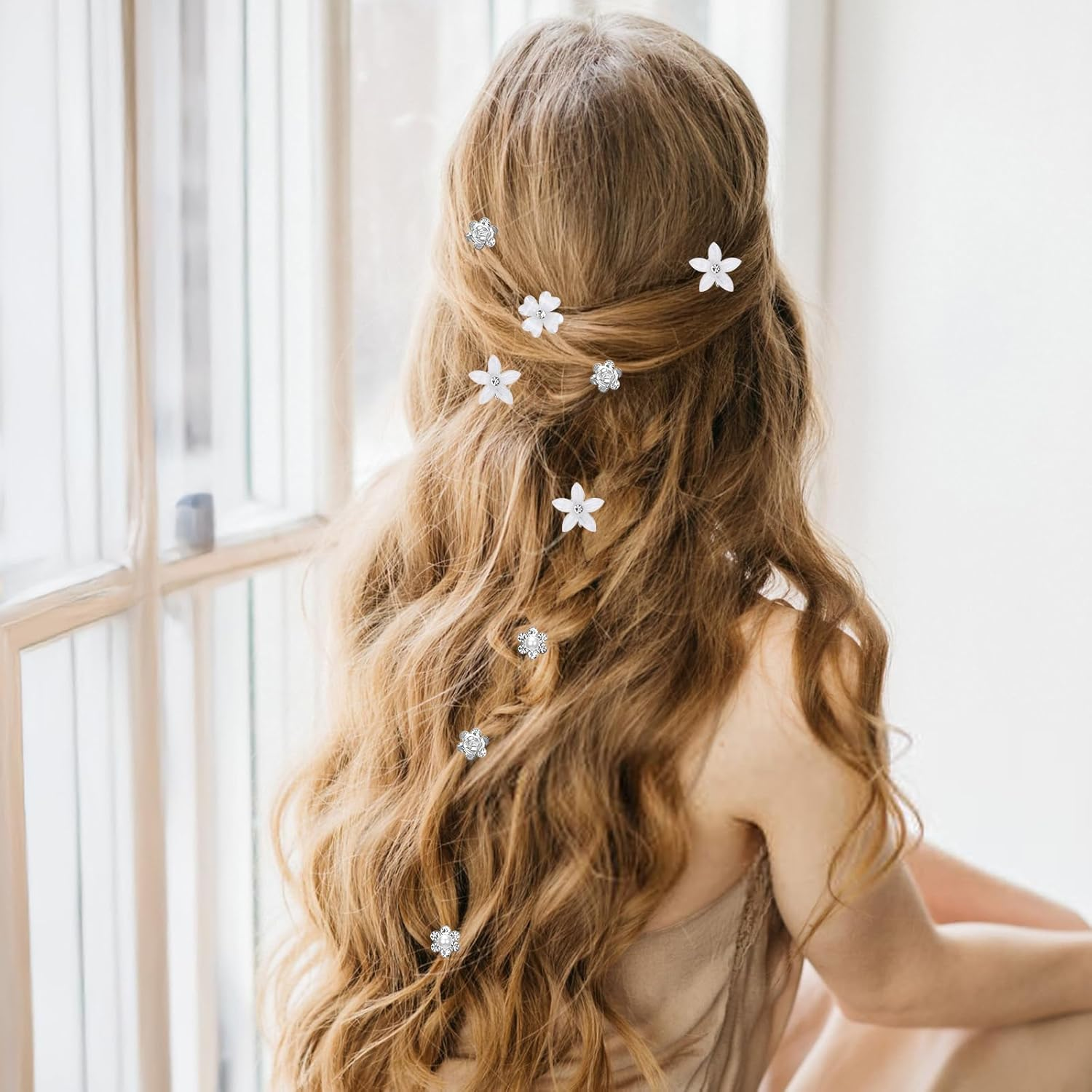 20Pcs Mini Rhinestone Hair Pins Small Mini Pearl Claw Clips with Flower Design Cute Small Decorative Wedding & Bridal Barrettes Crystal-Adorned and Sparkling Metal Side Clips for Girls & Women image number 5