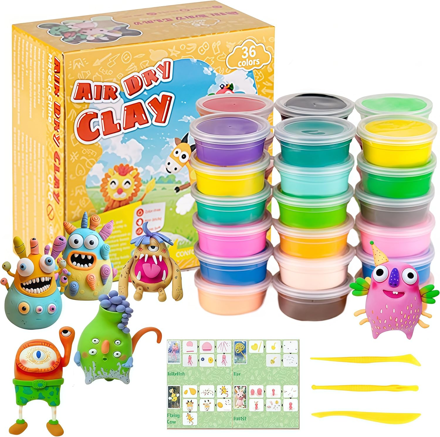 Misitti Air Dry Clay Kit, 36 Colours Modelling Clay Set with Sculpting Tools, DIY Craft Kit image number 3