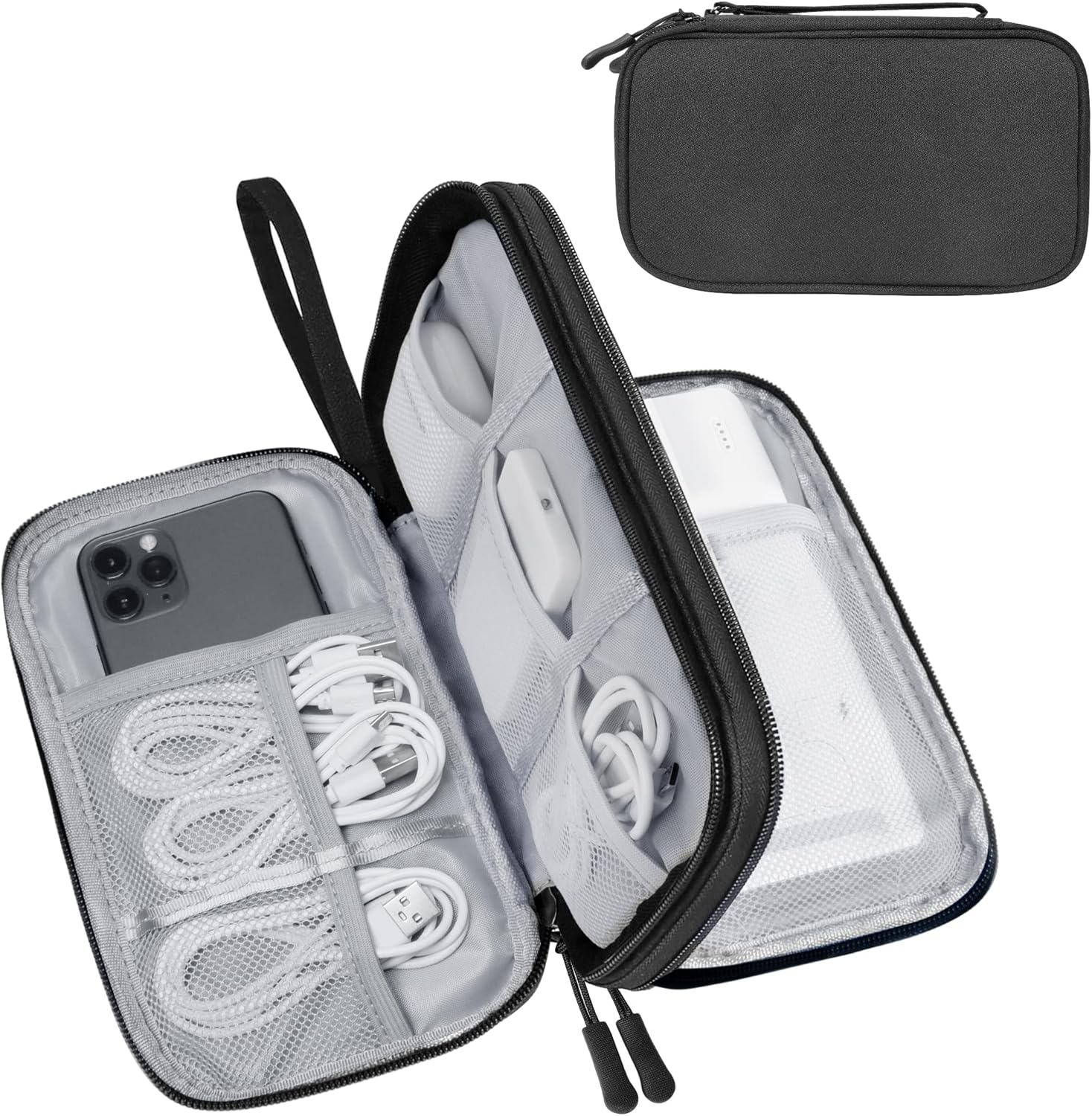 Electronics Travel Organizer,Portable Waterproof Electronic Travel Storage Bag for Small Charging Cord Storage,Charger,Small Electronics,Sd Card Etc,For Travel,Business - Grey