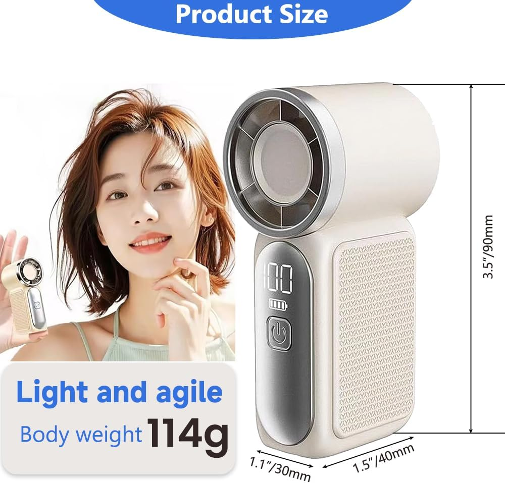 LEDON 3000Mah Portable Mini Ice Cooling Fan with LED Display &ndash; Handheld Turbo Fan with ICE Refrigeration, 360&deg; Strong Airflow, USB-C Fast Recharge, Ultra-Light Pocket Air Conditioner image number 1