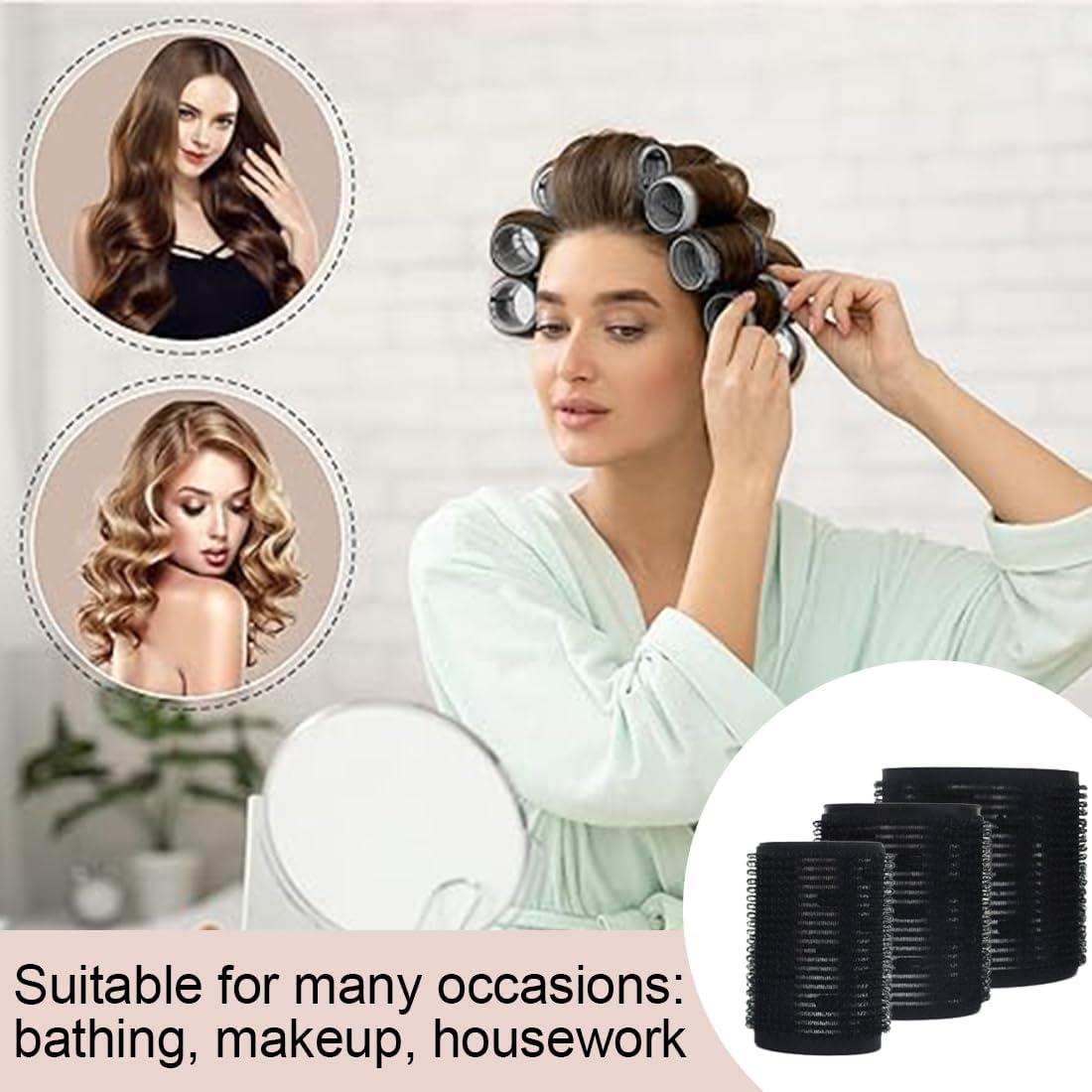 XUZOPIM 8 X Magic Hair Curlers 60Mm DIY Curling Tool Rollers - Available in Large, Medium and Small Sizes for Long, Mid-Long, Short, Thick and Thin Hair image number 1