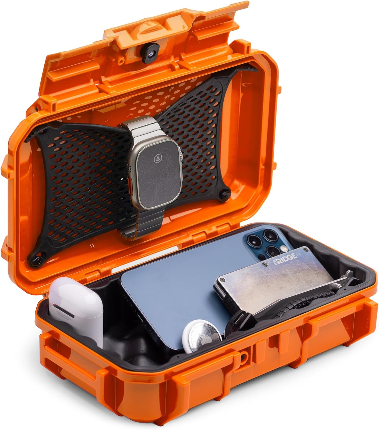 Evergreen 56 Waterproof Dry Box Protective Case - Travel Safe/Mil Spec/Usa Made - for Tackle Organization of Cameras, Phones, Camping, Fishing, Hiking, EDC, Water Sports, Knives (Orange) image number 2