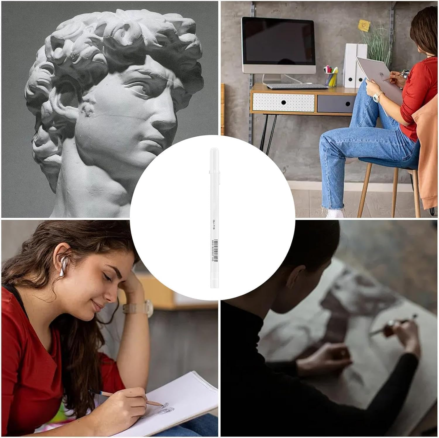 6PCS White Paint Pen for Art with 0.8Mm Fine Point Tip,Ideal for Art Painting and Highlighting image number 5