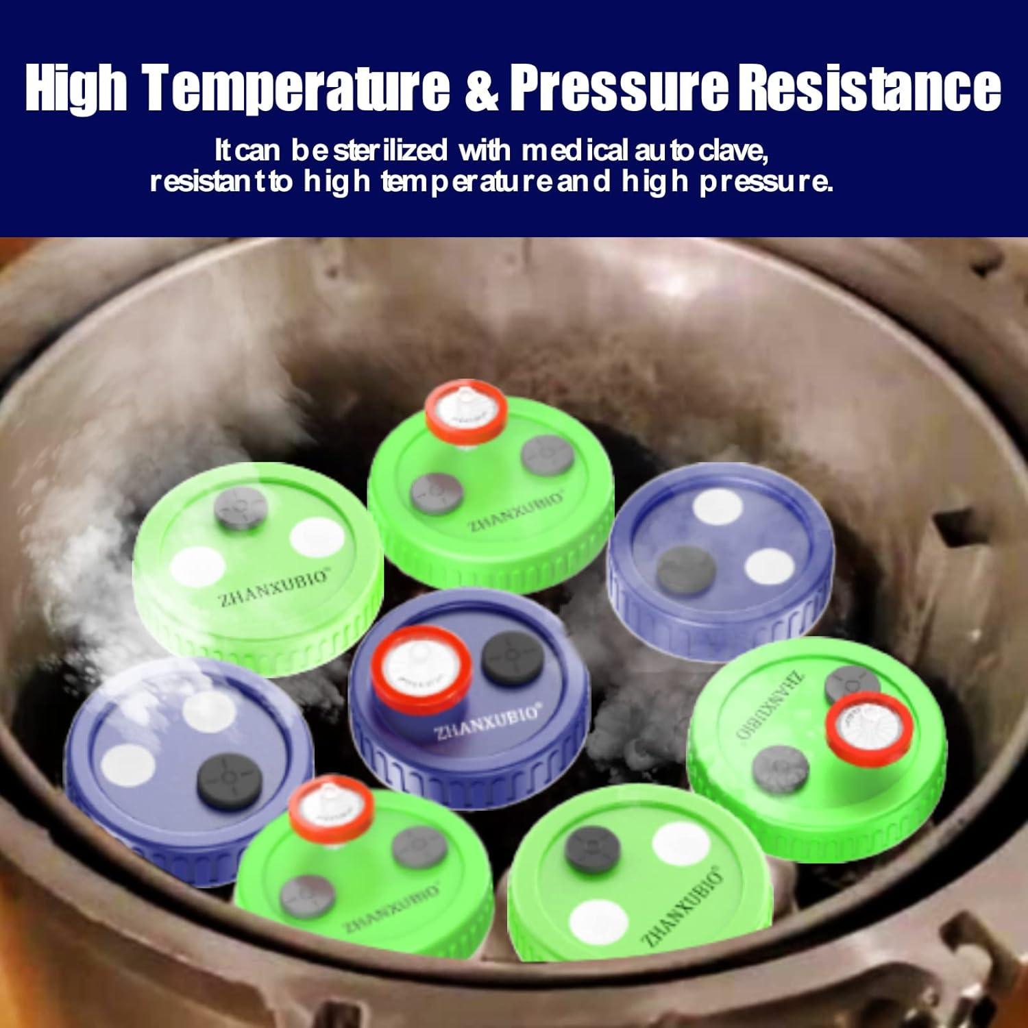 ZHANXUBIO Mushroom Jar Lid, Wide Mouth, Reusable, Green, Polypropylene, 12 Pack image number 6