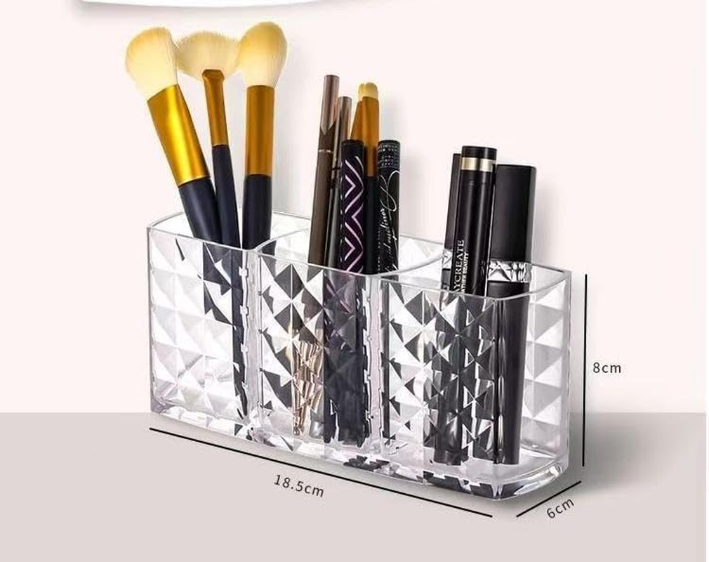 Acrylic Makeup Finger Nail Art Tool Organizer 3 Spaces for Storing Beauty Nail Art Kit Tools (Transparent, One Size) image number 2