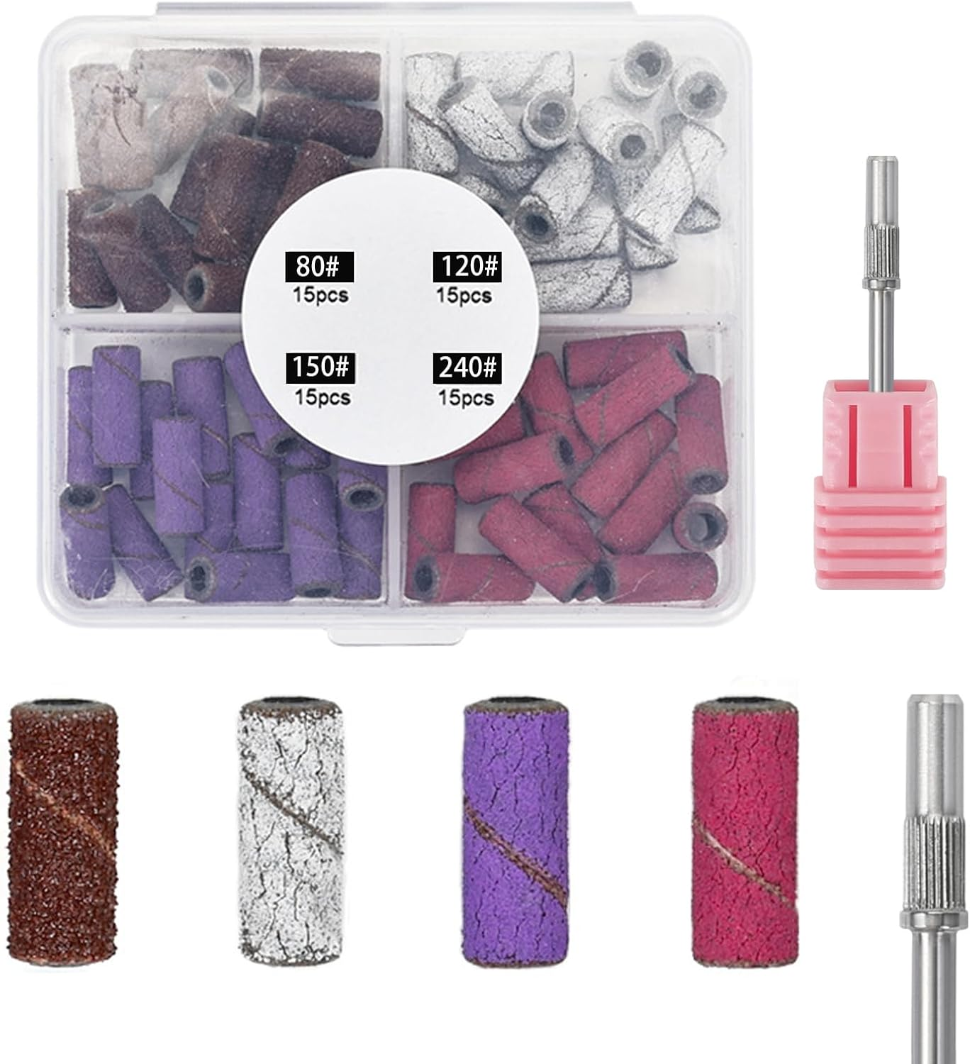 Misforu Sanding Bands for Nail Drill 60 Pcs 3Mm Professional Small Sanding Bands 80#120#150#240# Nail Sanding Bands with Small Mandrel Bit for Acrylic Nails Electric Nail Drill Nail Accessories Tool image number 4