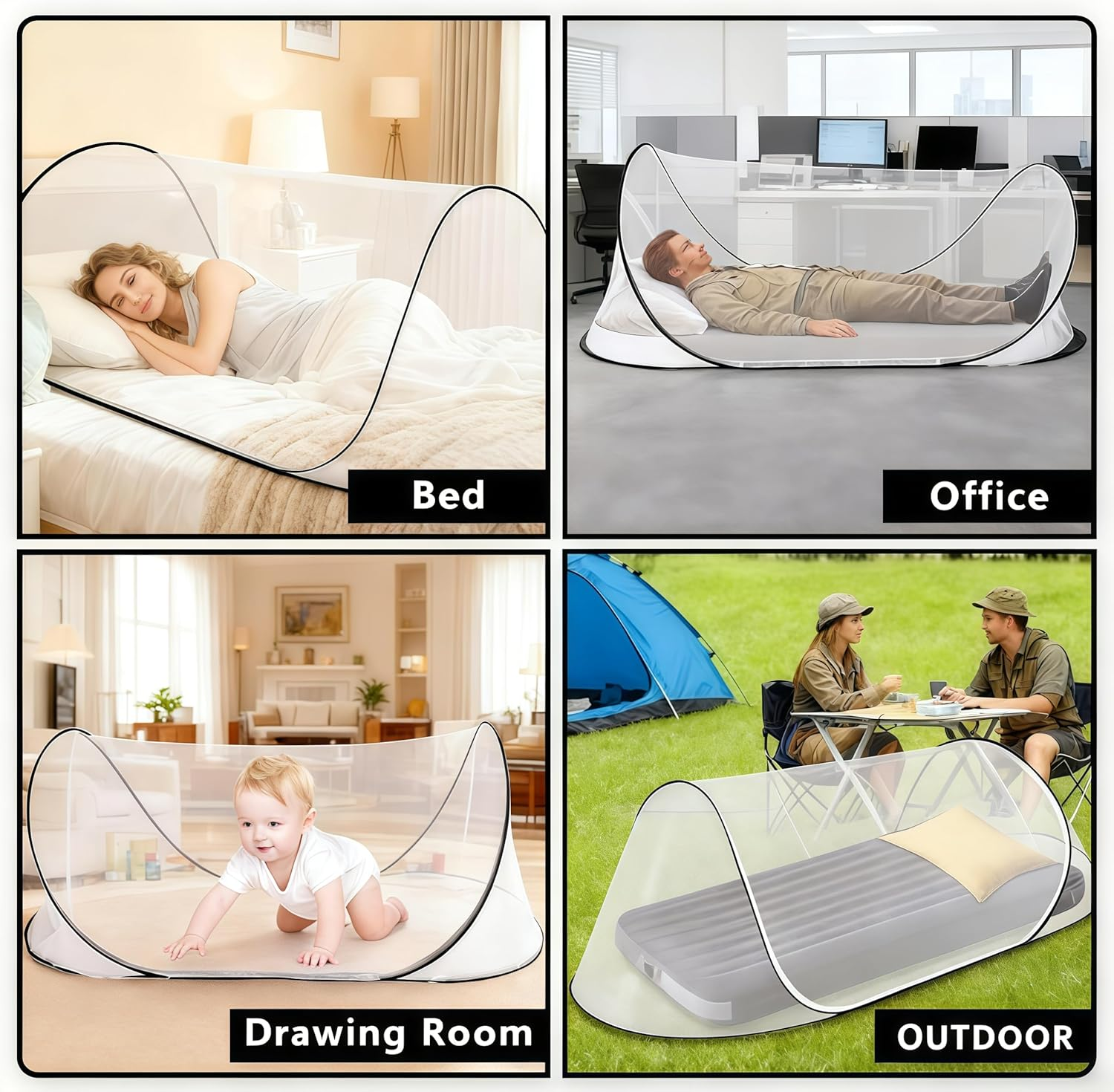 77 * 30 * 23 Inch Large Pop up Mosquito Tent, Portable Foldable Mosquito Net for Bed Camping Travel Patio