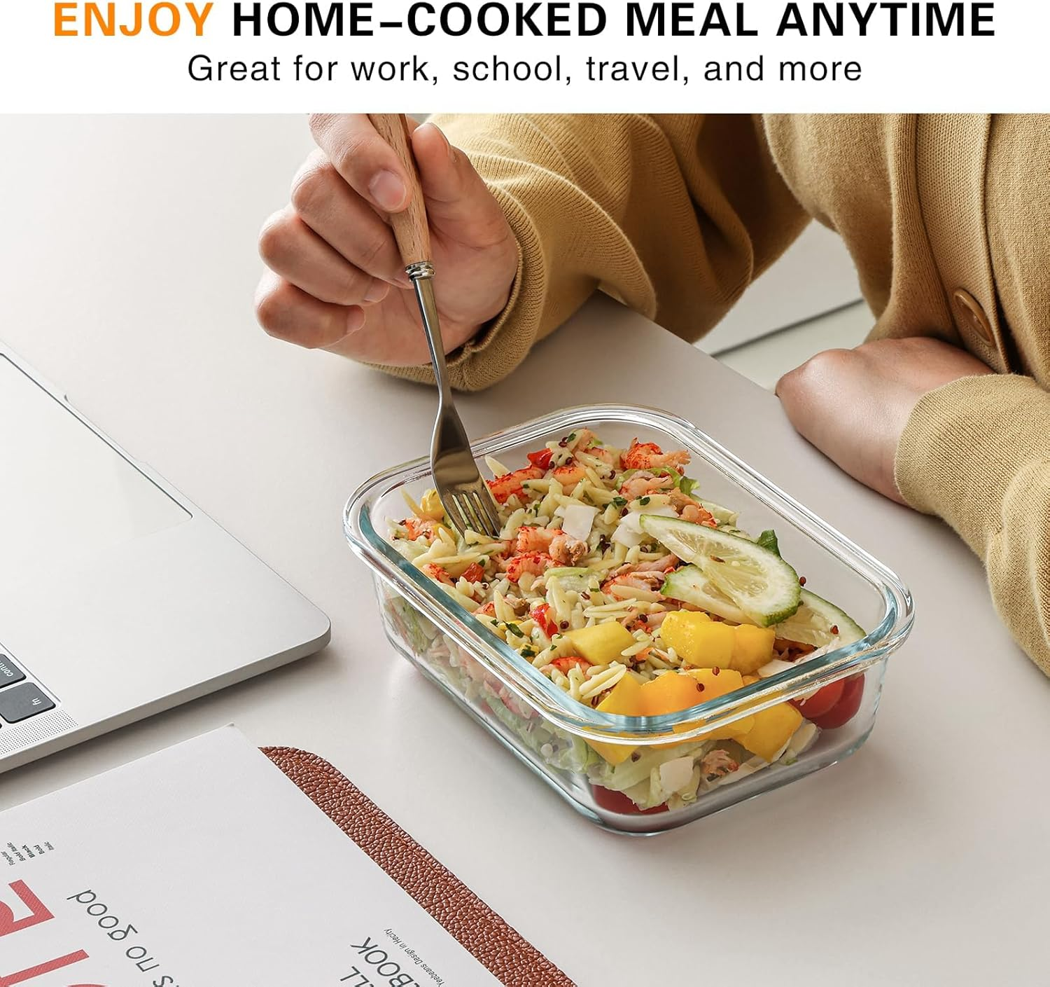 10 Pack Glass Food Storage Containers with Airtight Lids, Bpa-Free, Meal Prep Containers, Bento Boxes for Lunch and Leftovers image number 5