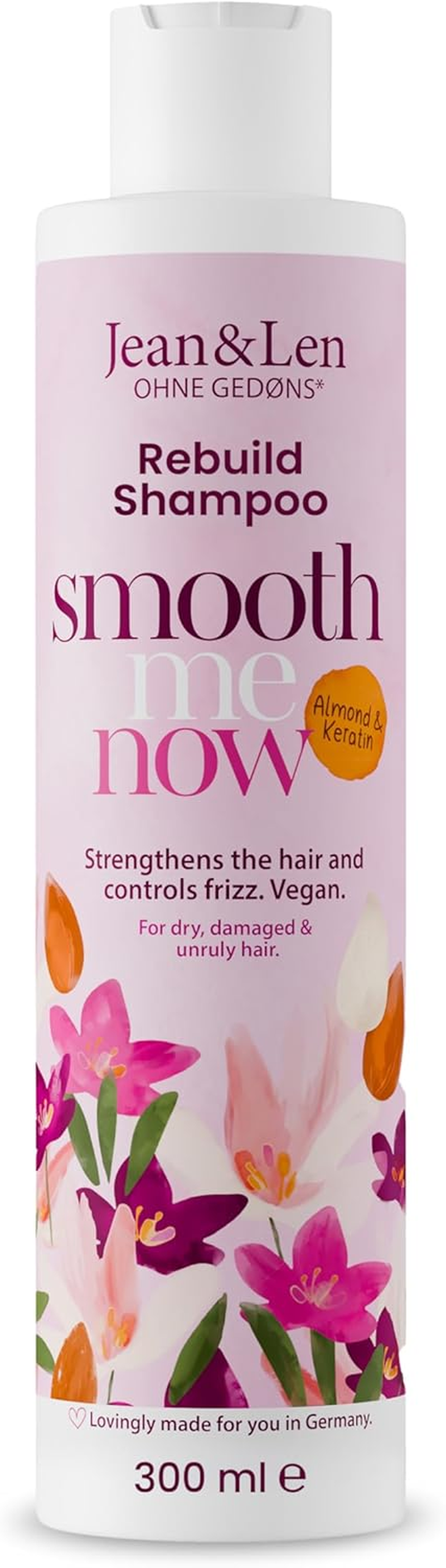Jean & Len Shampoo Building Almond & Keratin, for Structure-Damaged Hair, Protects against Hair Breakage and Split Ends, Tames Frizz, Shampoo without Silicones and Parabens, Vegan, 300 Ml image number 6