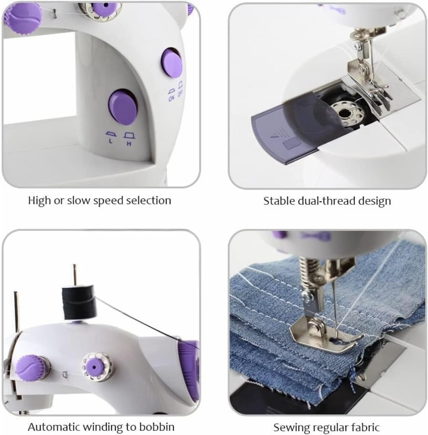 Amazon Sewing Machine, Basic Sewing Machine with Foot Pedal, Stitching Machine for Children10Pcs Sewing Kit, Dual Threads Electric Tacking Machine for Beginners [The Yellow Mango] (With Table + Kit) image number 2