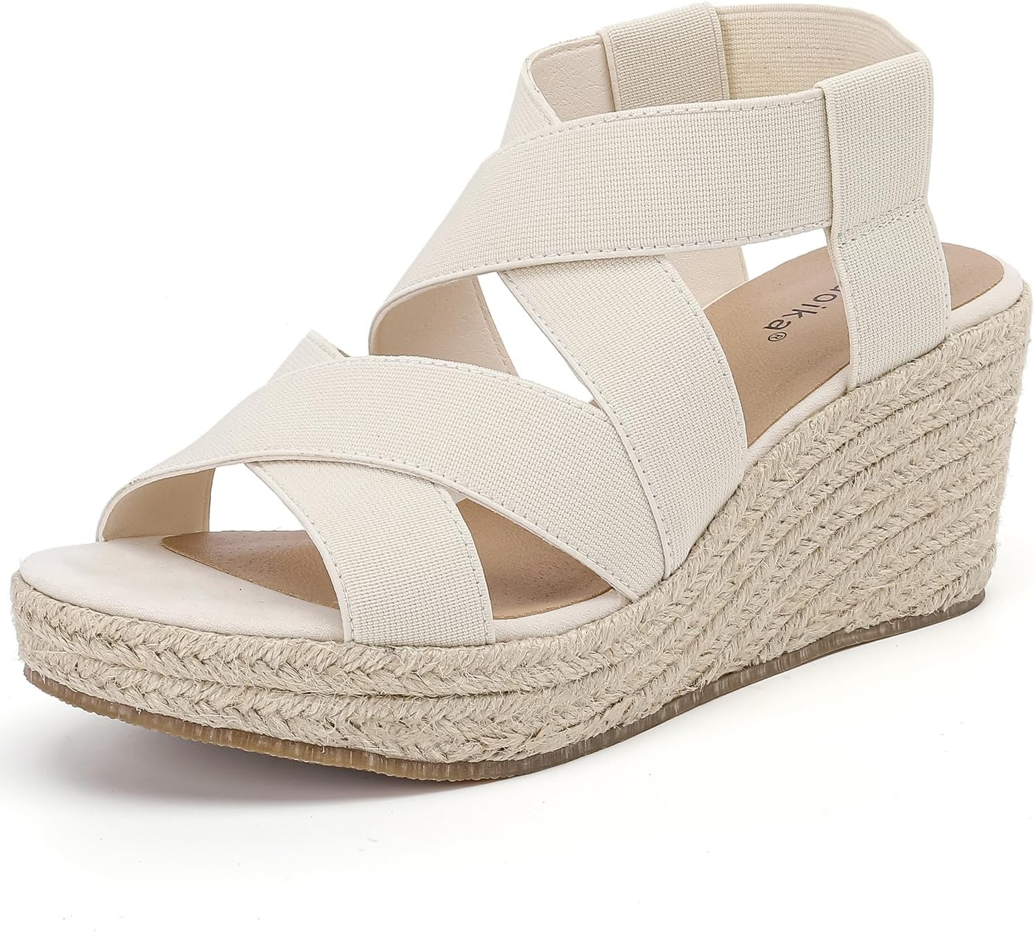 Luoika Women'S Wide Width Slide Sandals - Slip on Flat Cross Strap Casual Summer Shoes.