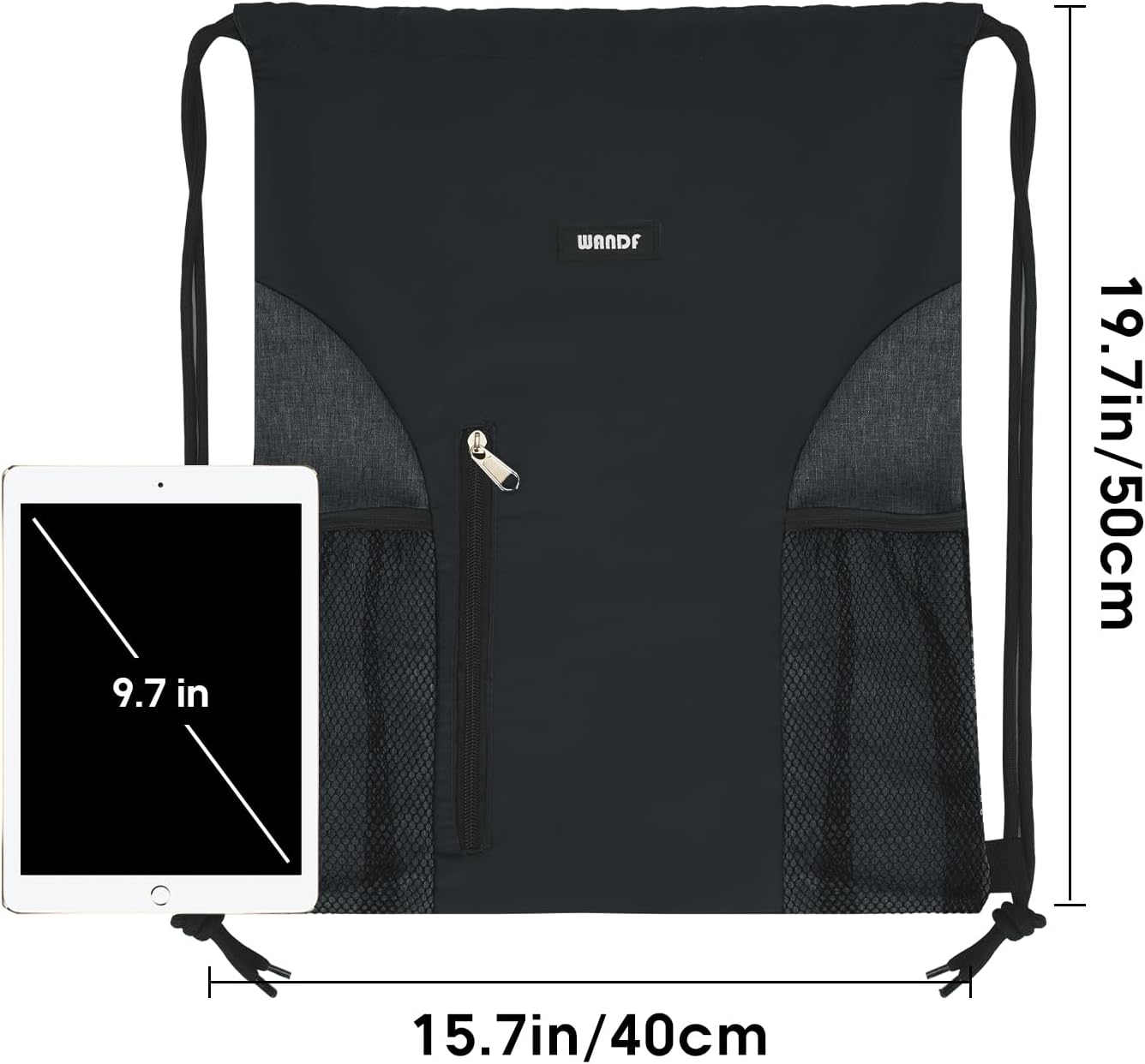 WANDF Drawstring Backpack Sports Gym Sackpack with Mesh Pockets Water Resistant String Bag for Women Men Children - Rainbow image number 7