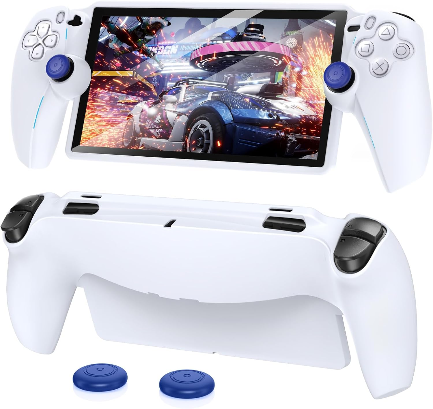 FYOUNG Protective Case for Playstation Portal, Silicone Soft Grip Cover Case Protector with Full Protection and Non-Slip Thumb Grips Accessories Kit for Playstation Remote Player (Black)