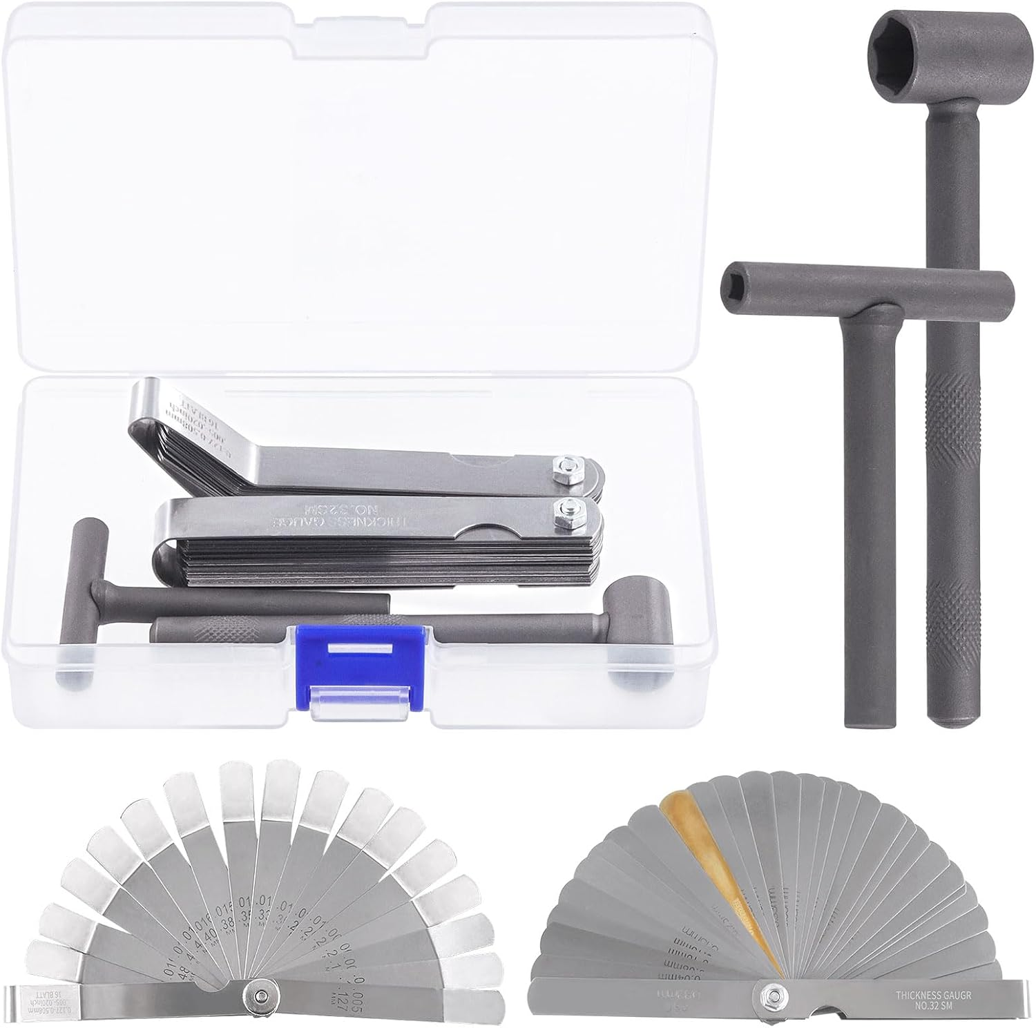 Glarks 4Pcs Motorcycle Engine Valve Adjustment Tool Kit, Engine Screw Spanner Valve Tool Wrench Valve Screw Repair Spanner with Feeler Gauges for Motor Engine Valve Screw image number 6